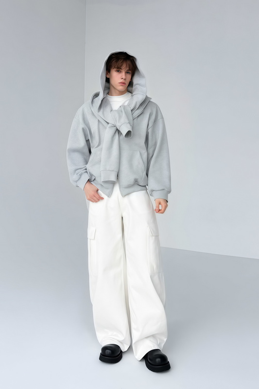 Bennett gray mock two-piece hoodie