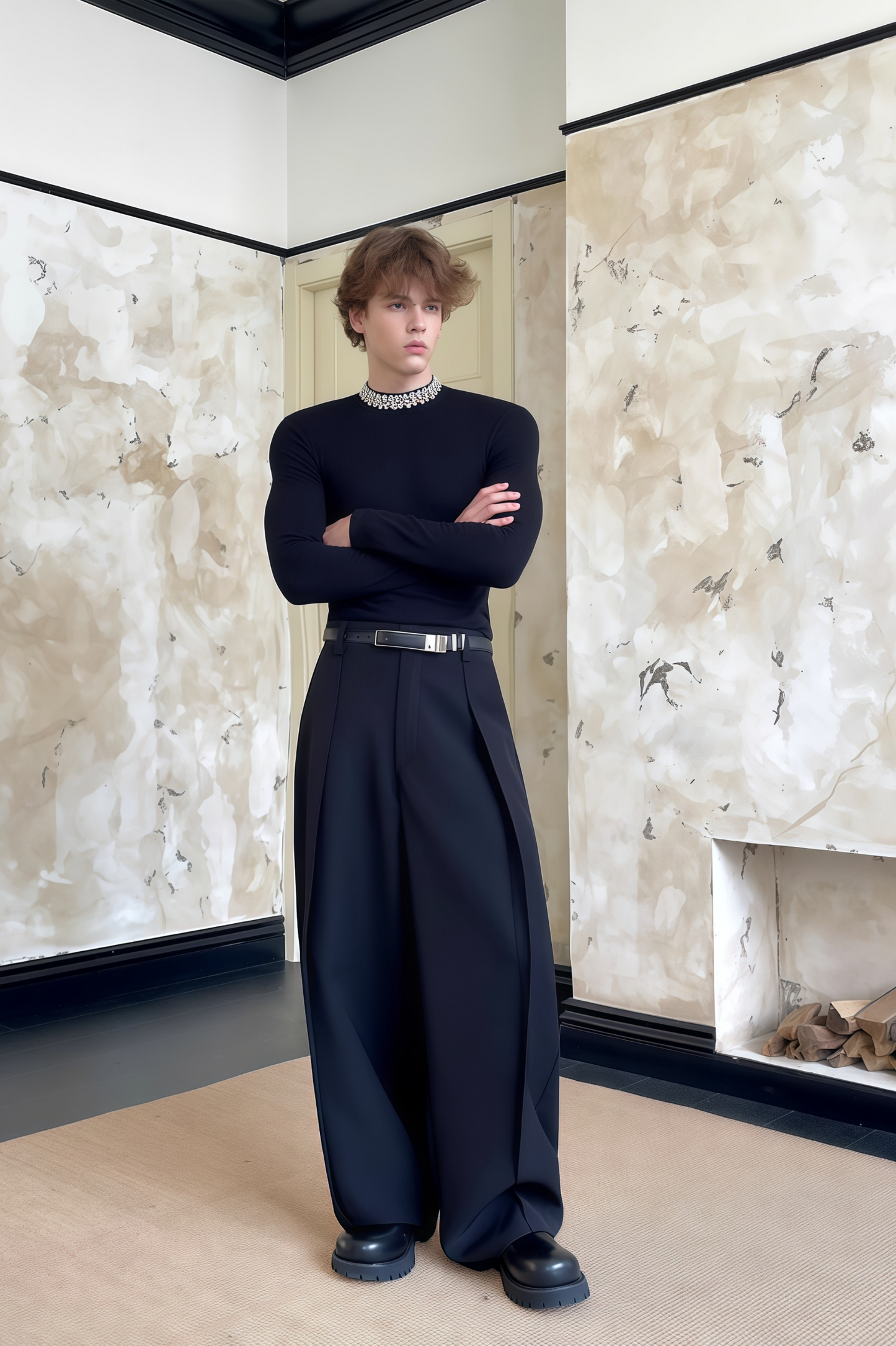 Jules black crystal-embellished long-sleeve T-shirt