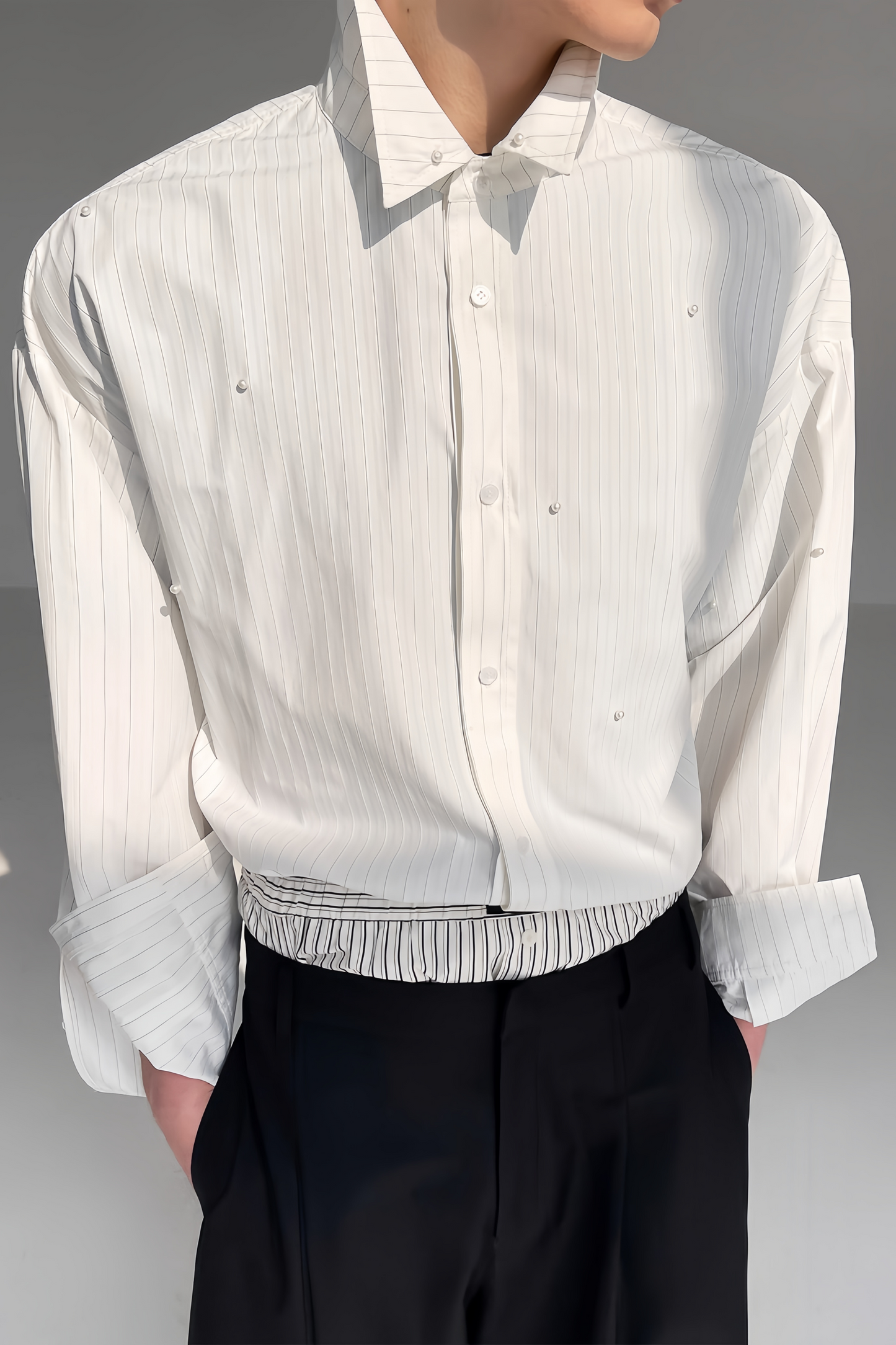 Vince white faux-pearl embellishment shirt