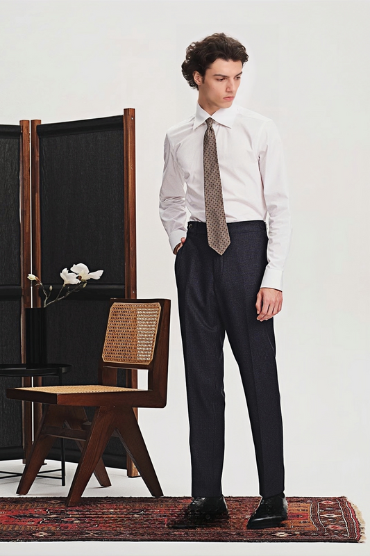 Arlo navy-blue houndstooth trousers