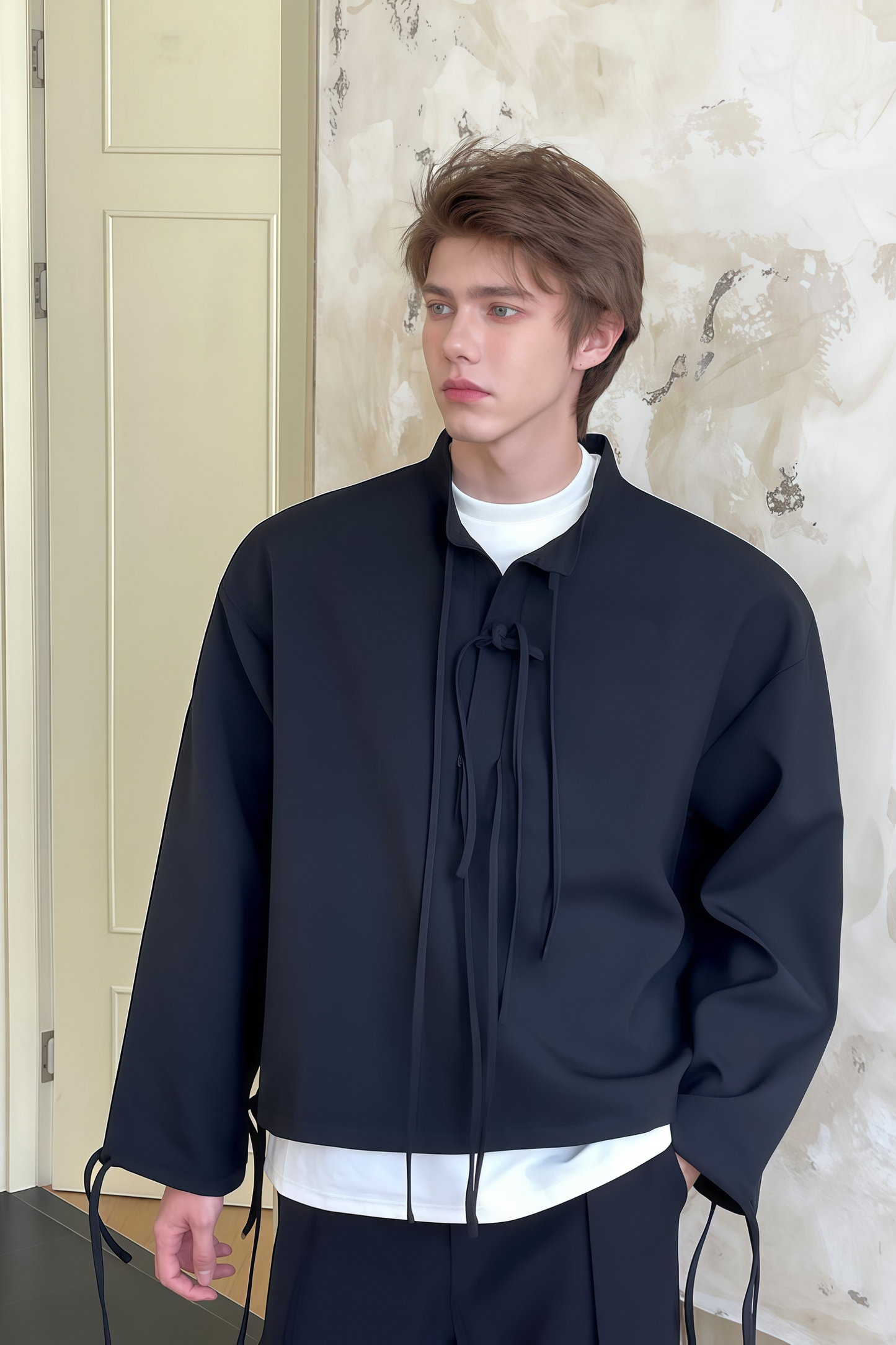 Étienne black strap-detail sweatshirt
