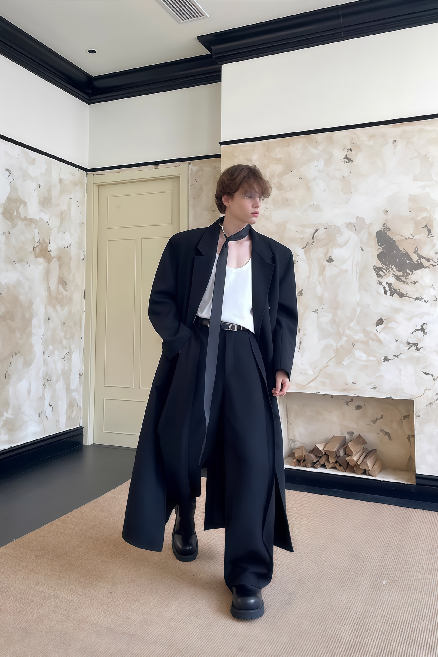 Alaric black maxi coat
