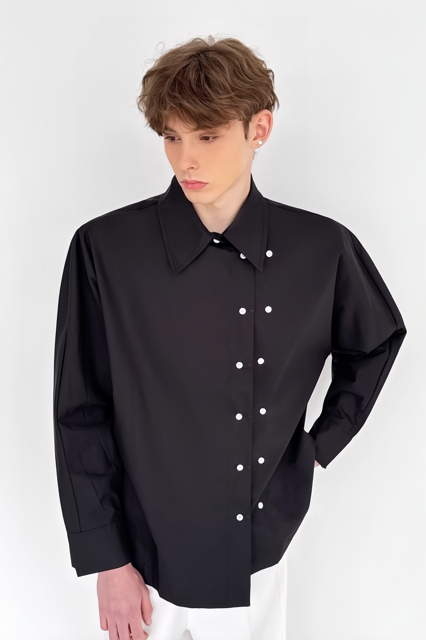 Henri black double-breasted shirt