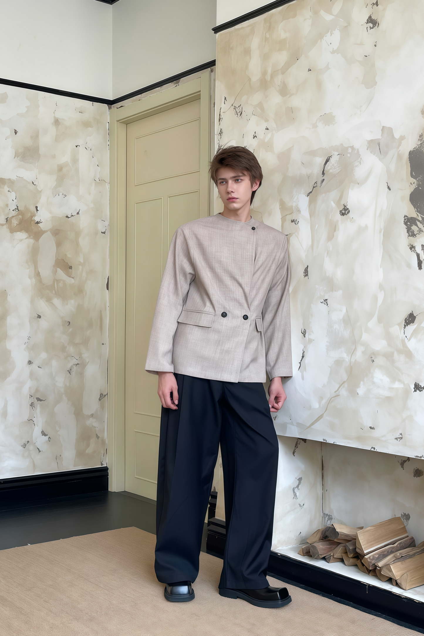 Silas khaki asymmetric shirt