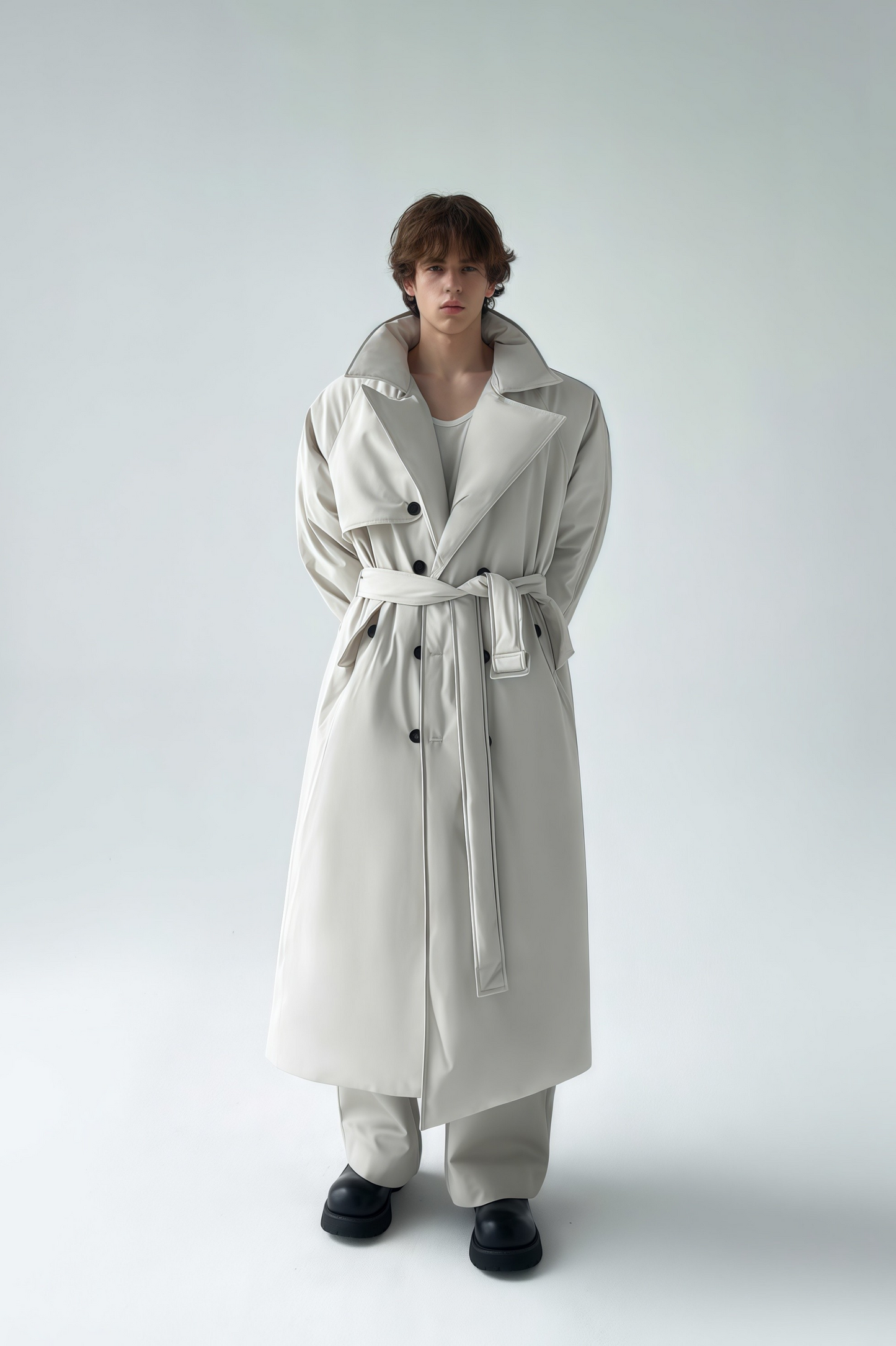 Lucas white down-feather maxi coat