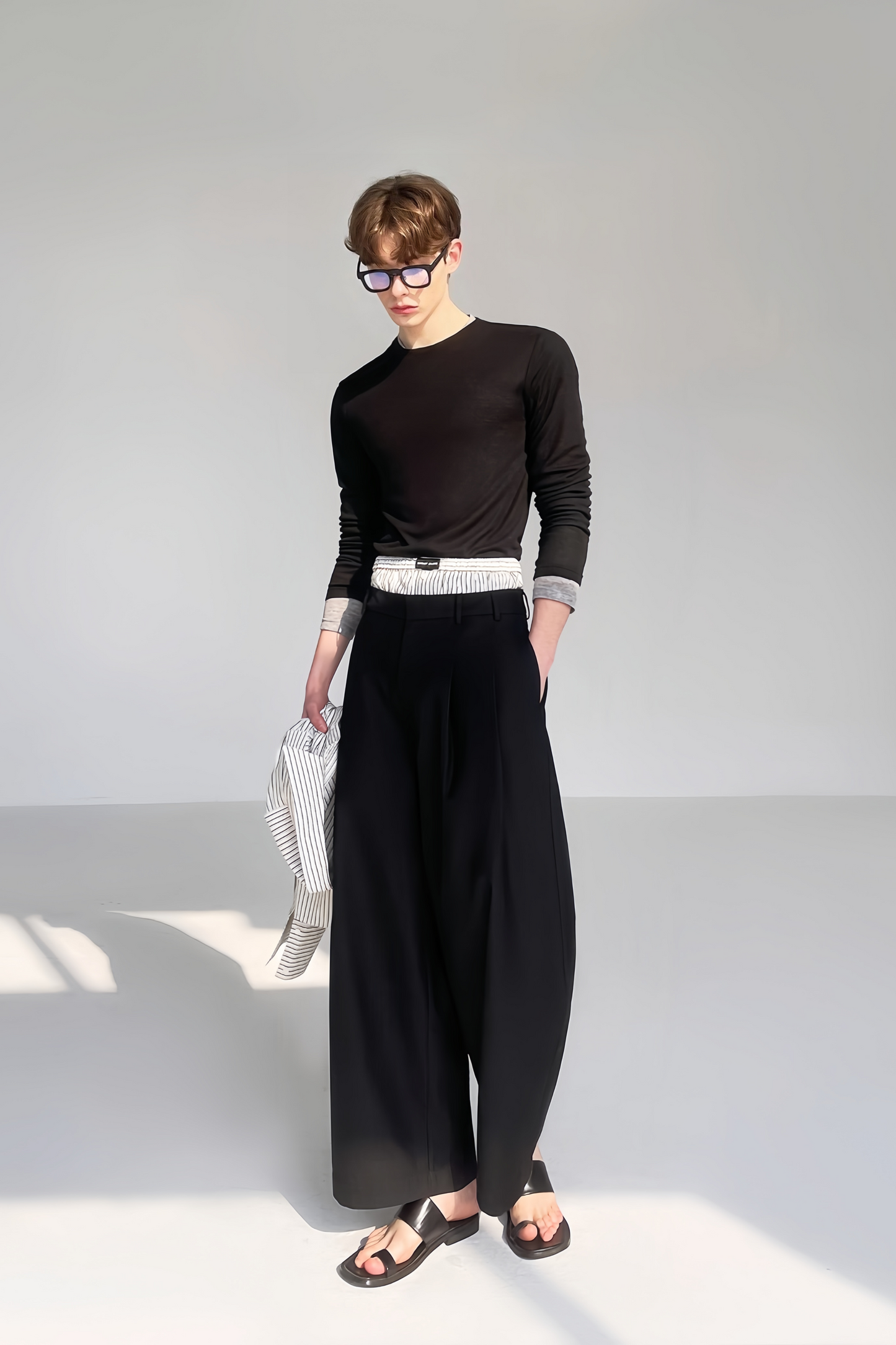 Gaston black faux two-piece jersey
