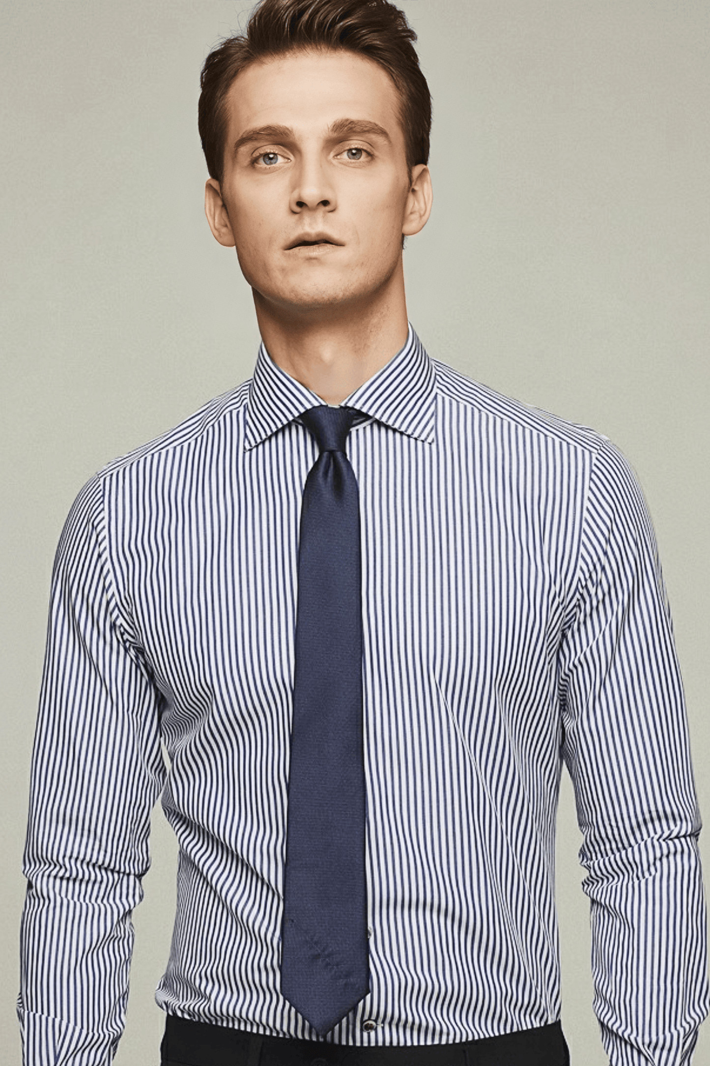 Edward navy-blue stripe-pattern shirt