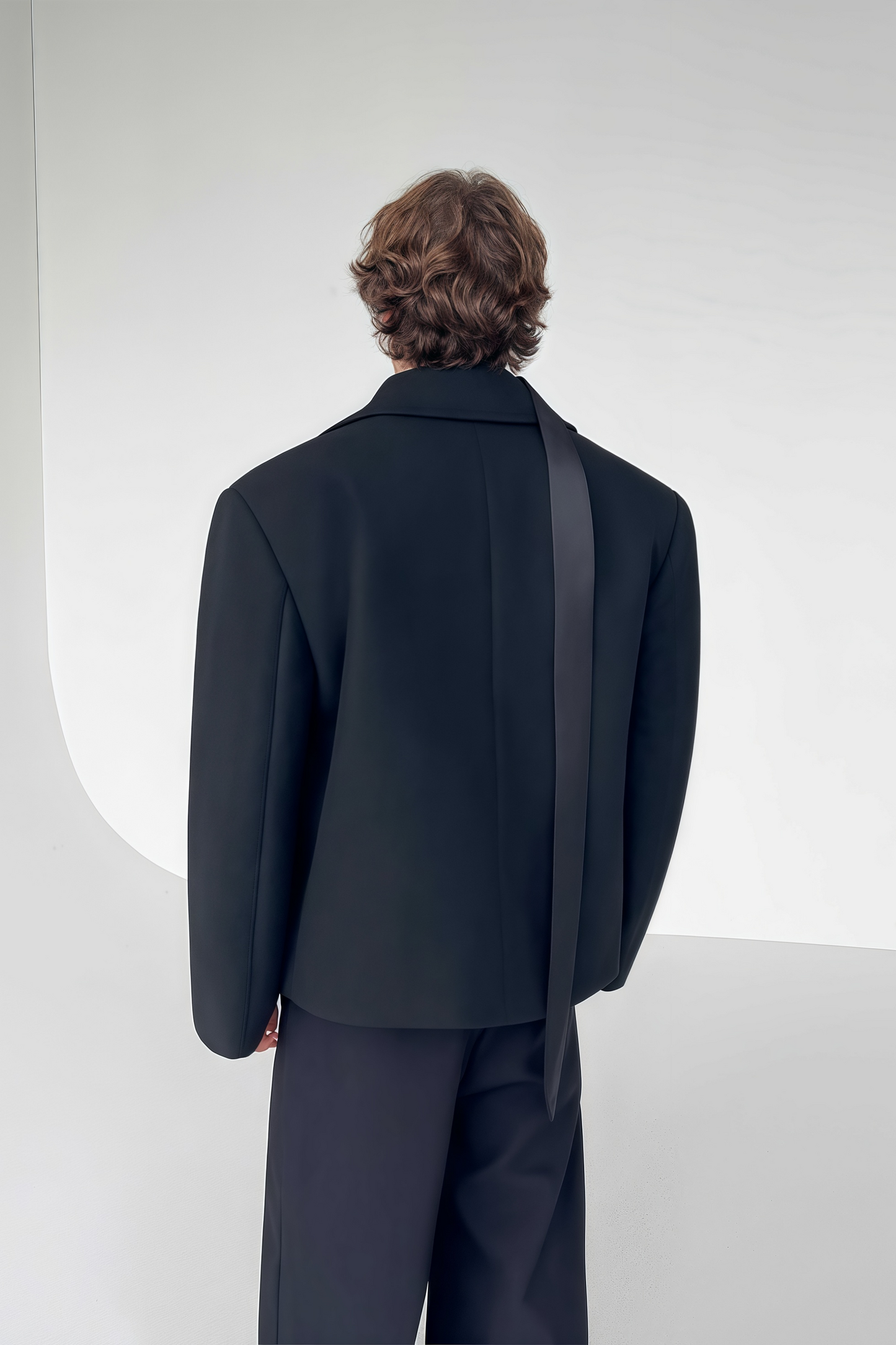 Simon black double-breasted cropped jacket