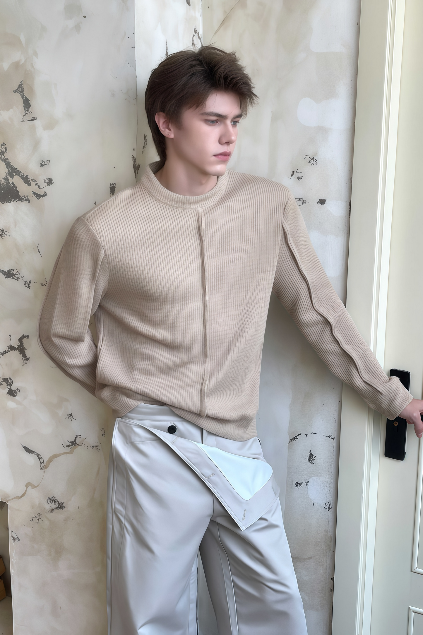 Mathieu khaki knitted sweater