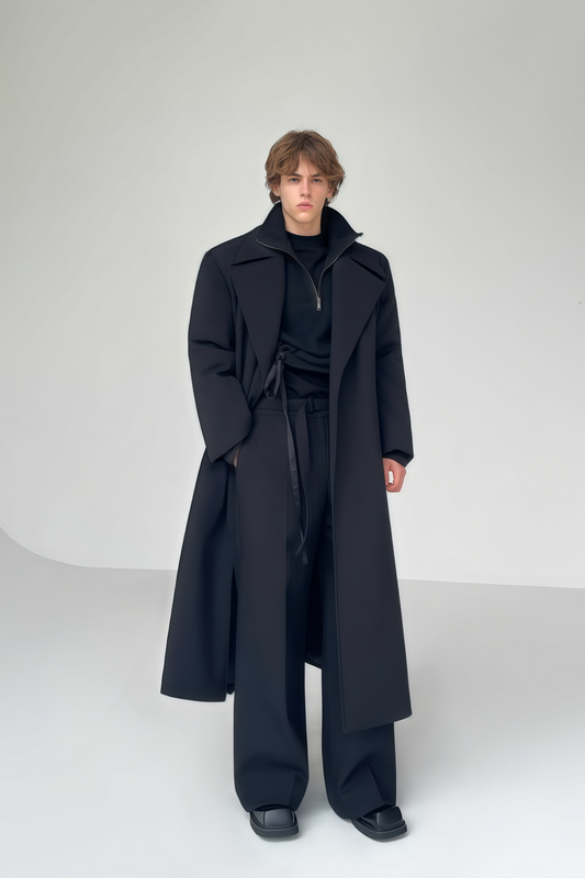 Adam black wide-leg trousers