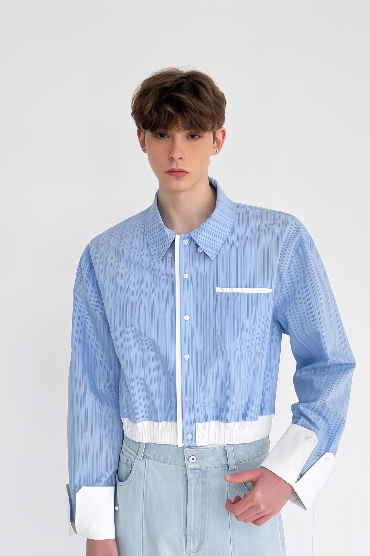 Tiagoi blue Striped-pattern shirt