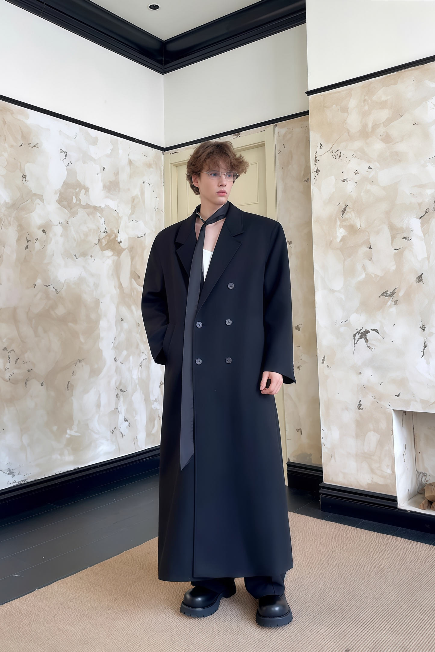 Alaric black maxi coat