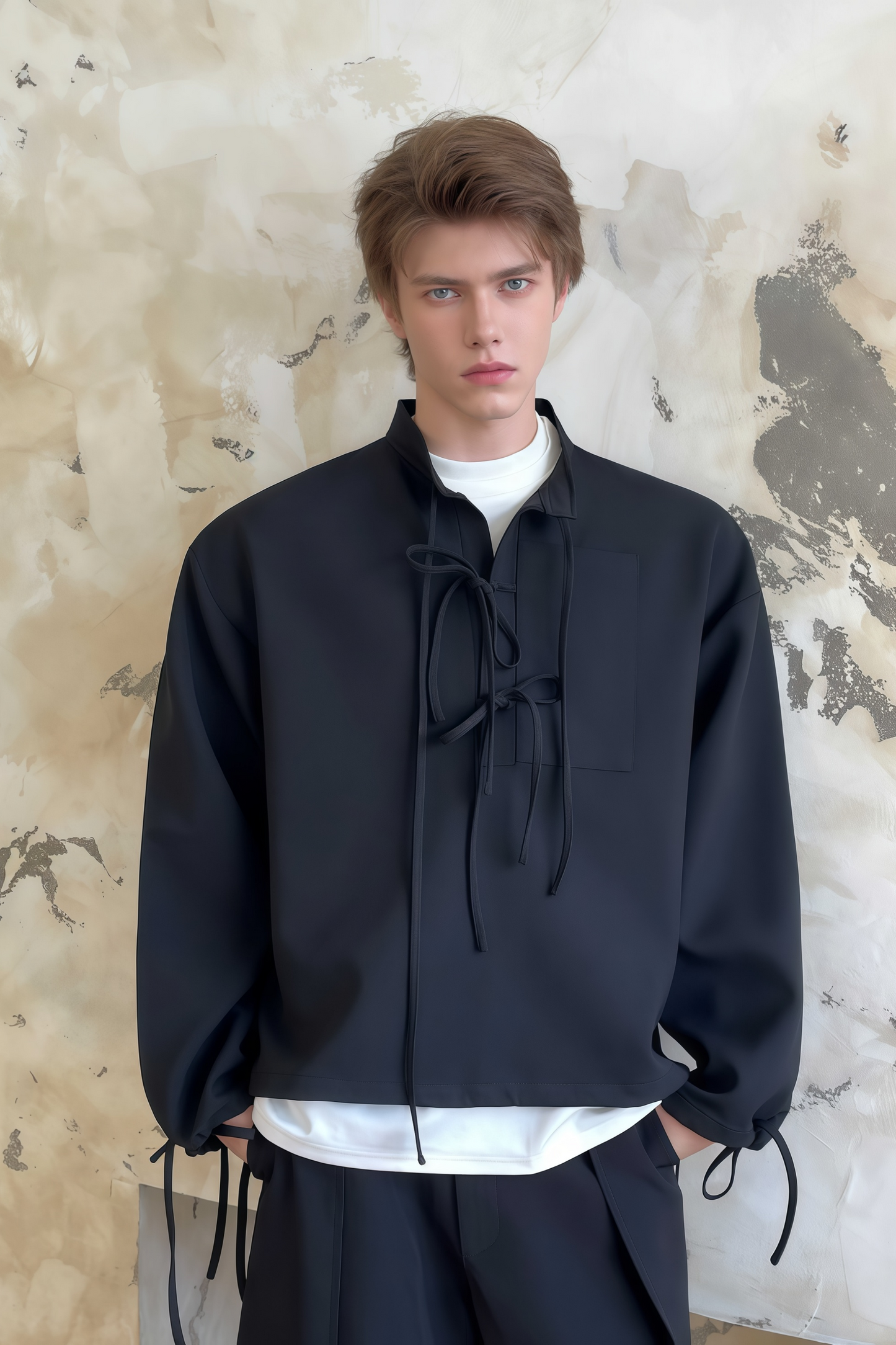 Étienne black strap-detail sweatshirt