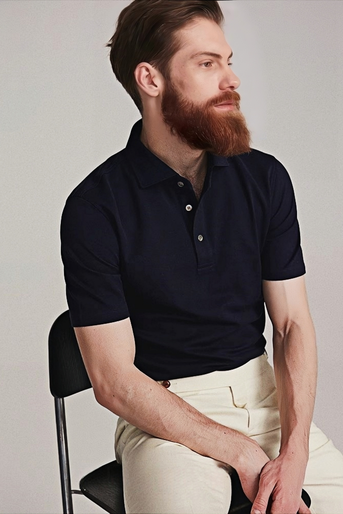 Yves navy-blue cotton polo shirt