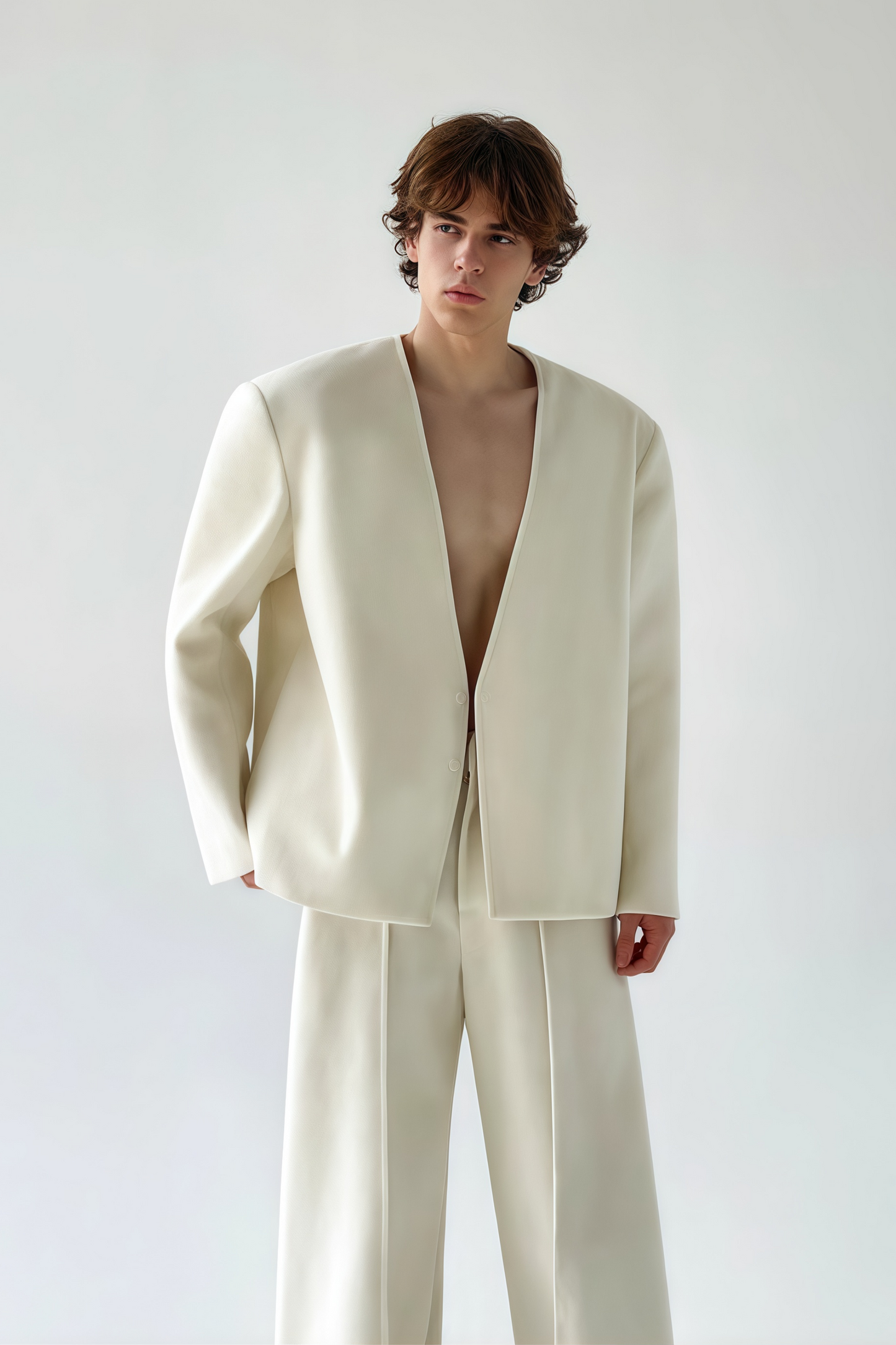 Gaspard white jacket & trousers matching set