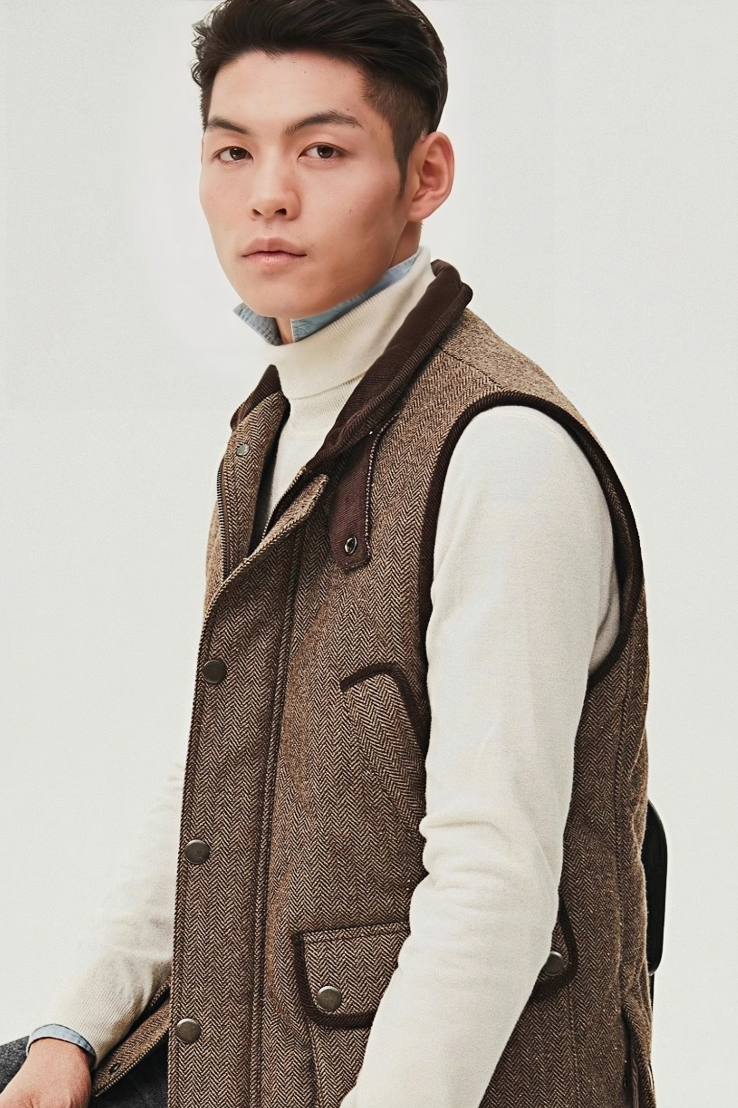 Theo brown sleeveless jacket