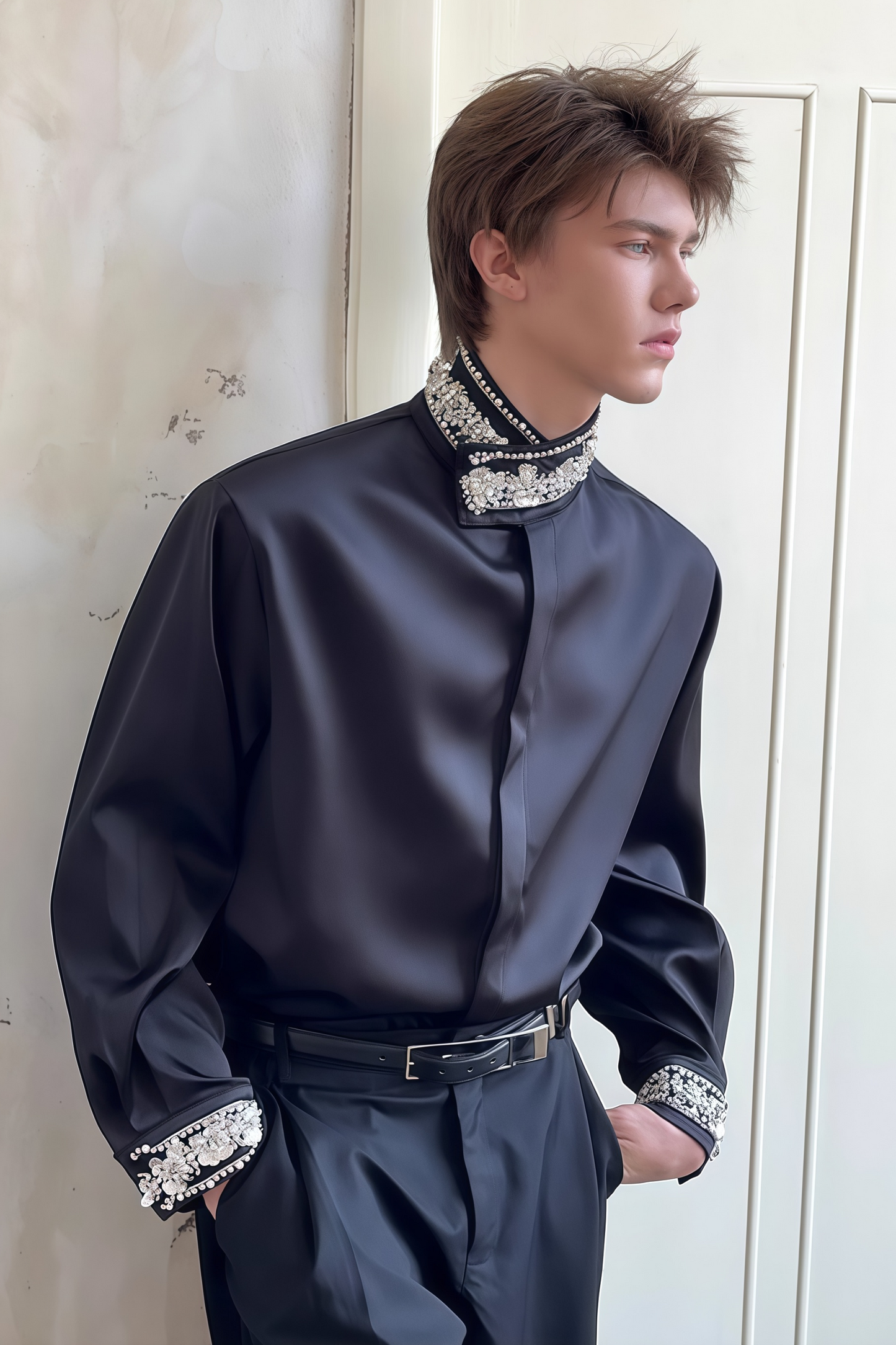 Vesper black embellished shirt