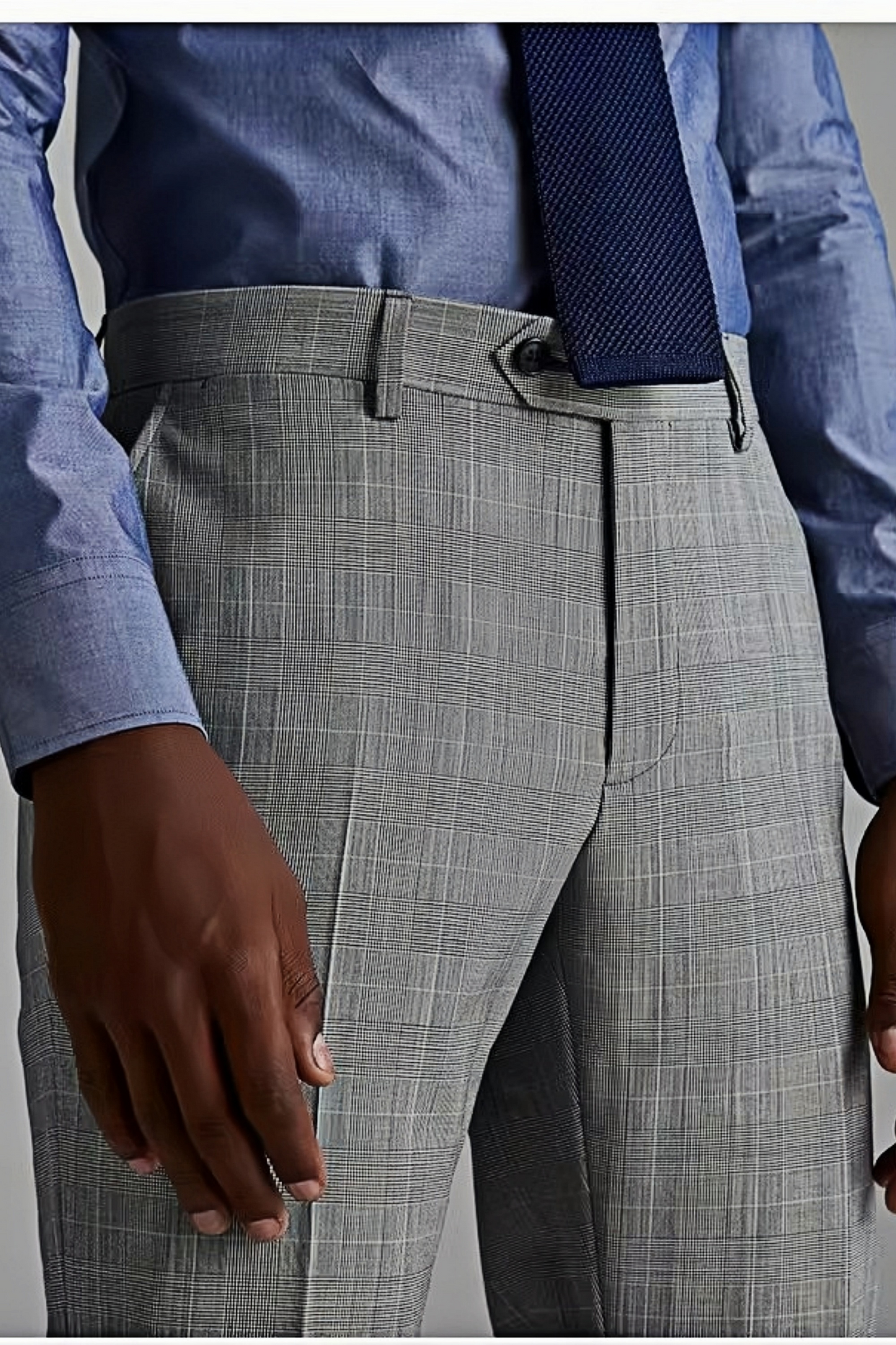 Barnaby light-gray glen-plaid trousers