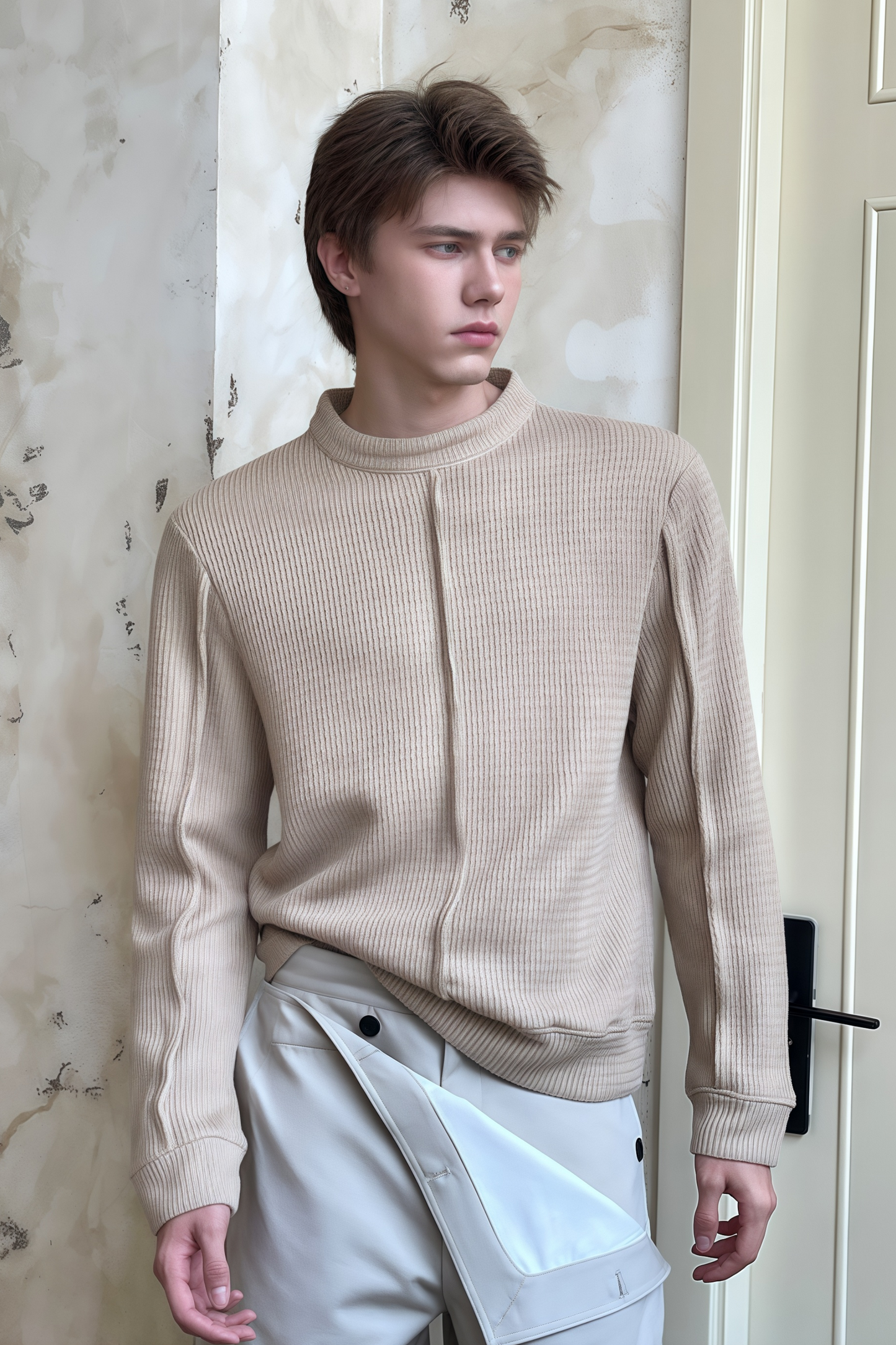 Mathieu khaki knitted sweater