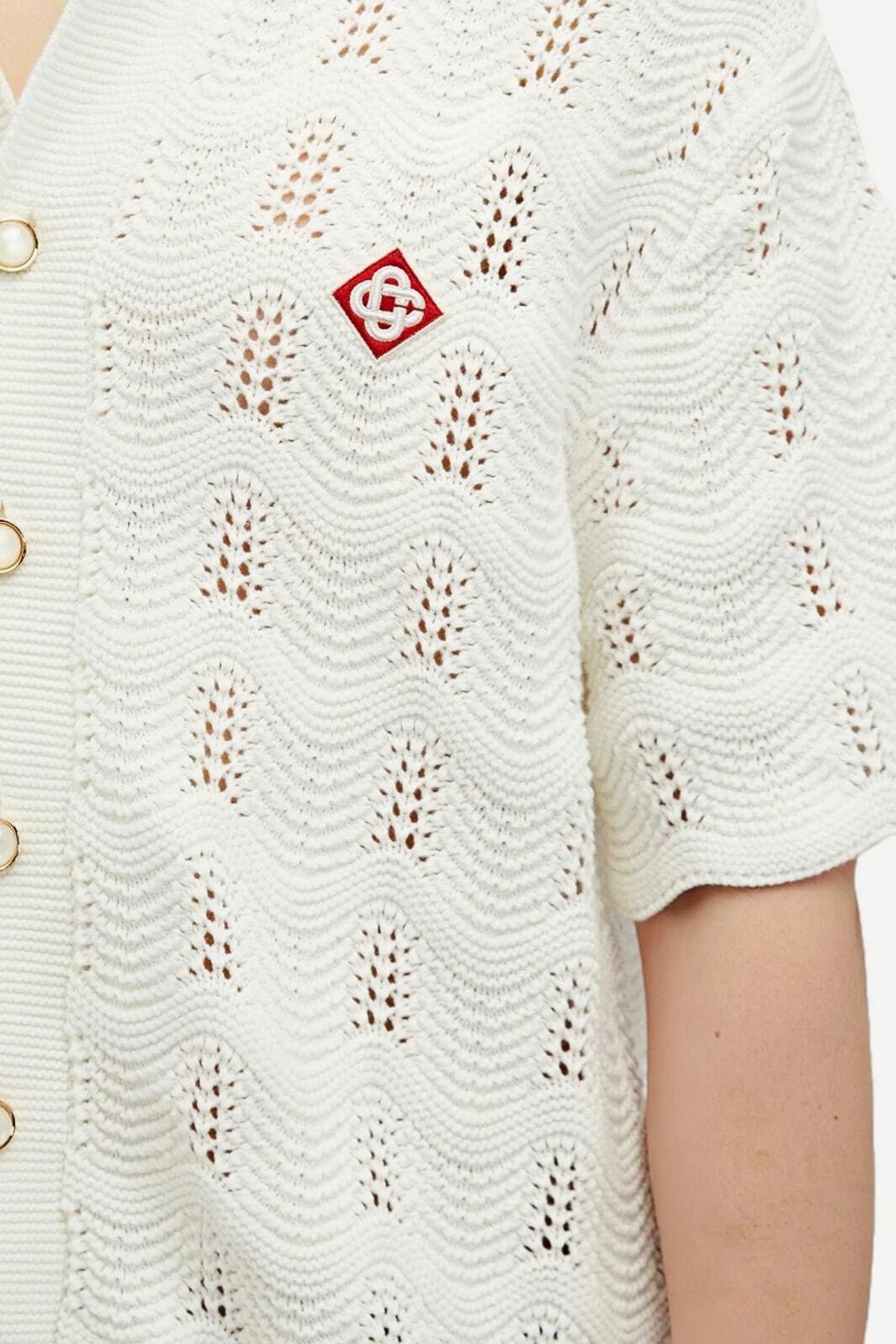 Oliver Off-white crochet short-sleeve shirt