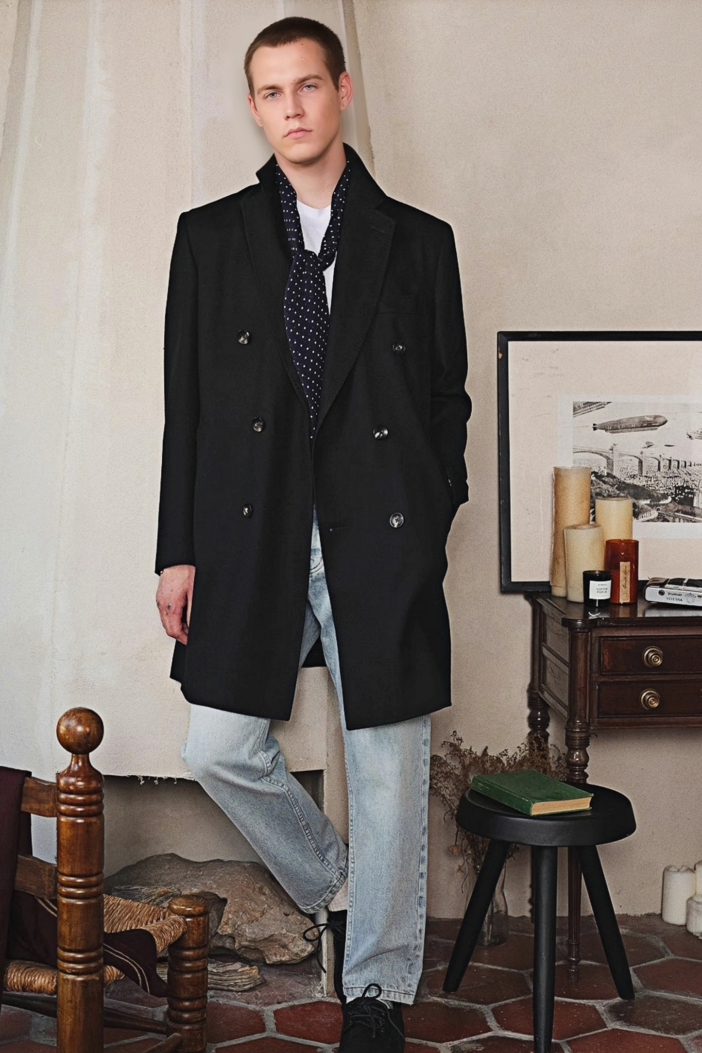 Alexander black midi coat