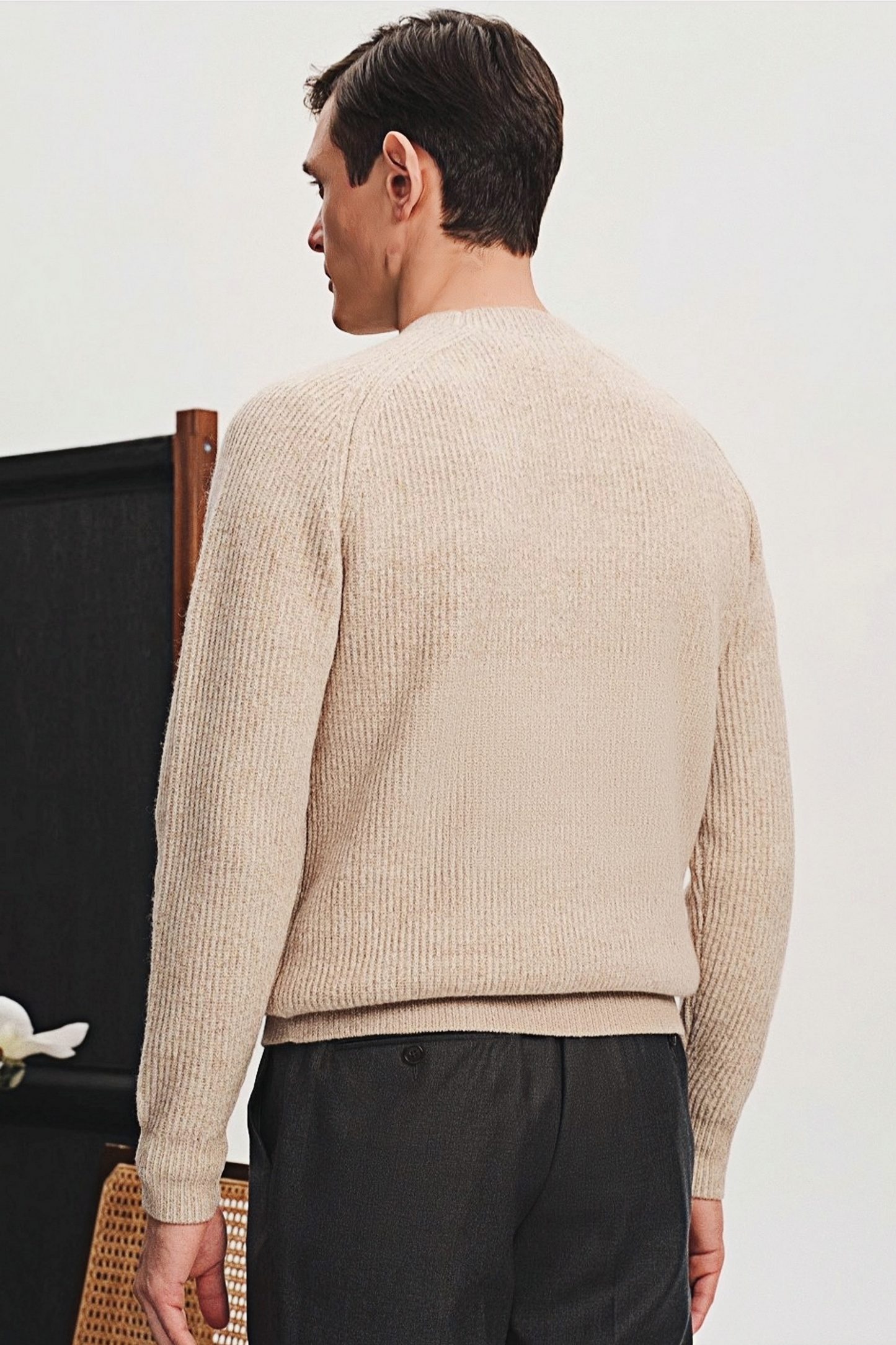 Erik oatmeal round-neck jumper 