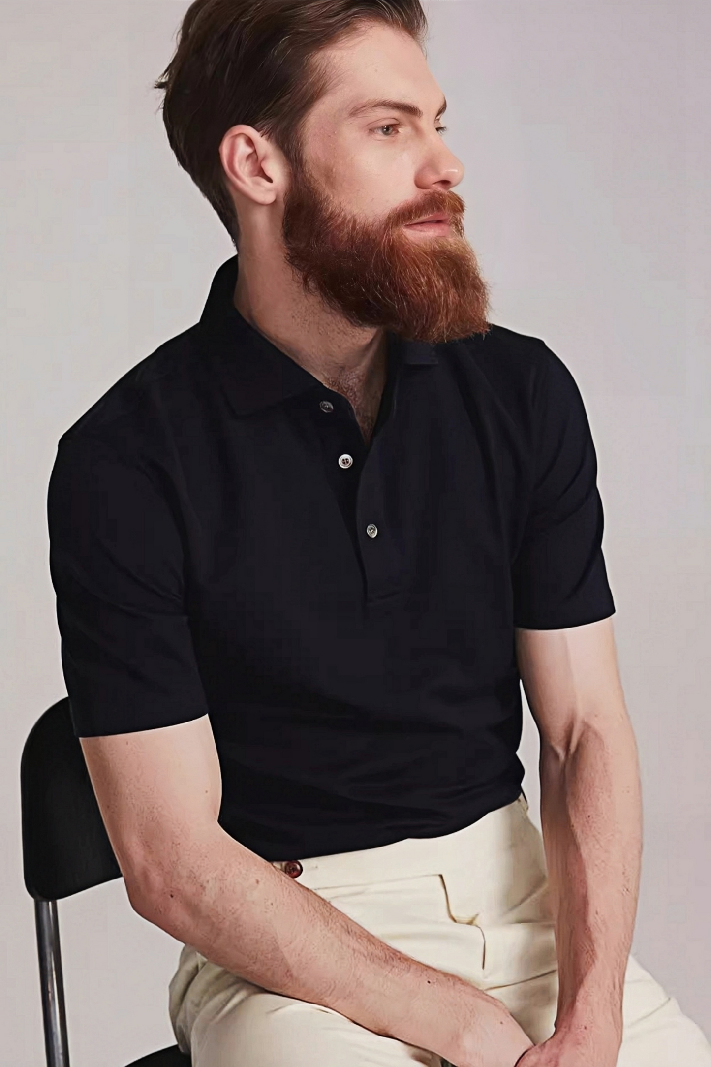 Yves navy-blue cotton polo shirt