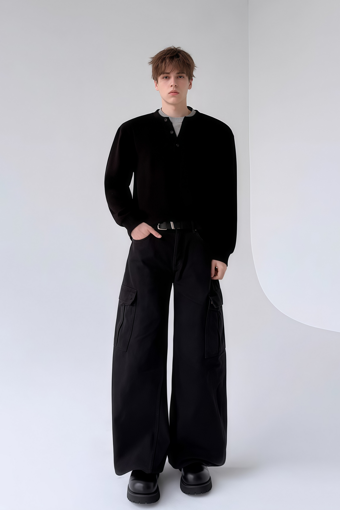 Théo black mock two-piece sweatshirt