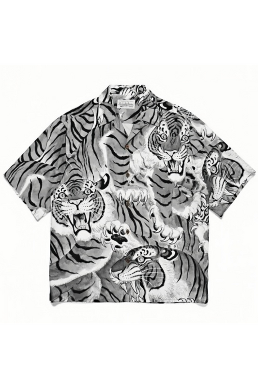 Grégoire white tiger face short-sleeve shirt