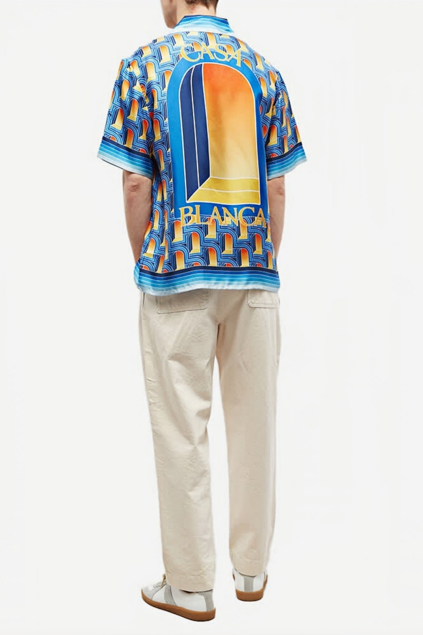 Basile blue geometric pattern short-sleeve shirt