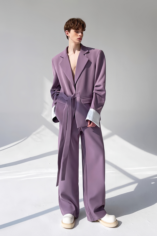 Aaron purple self-tie suit