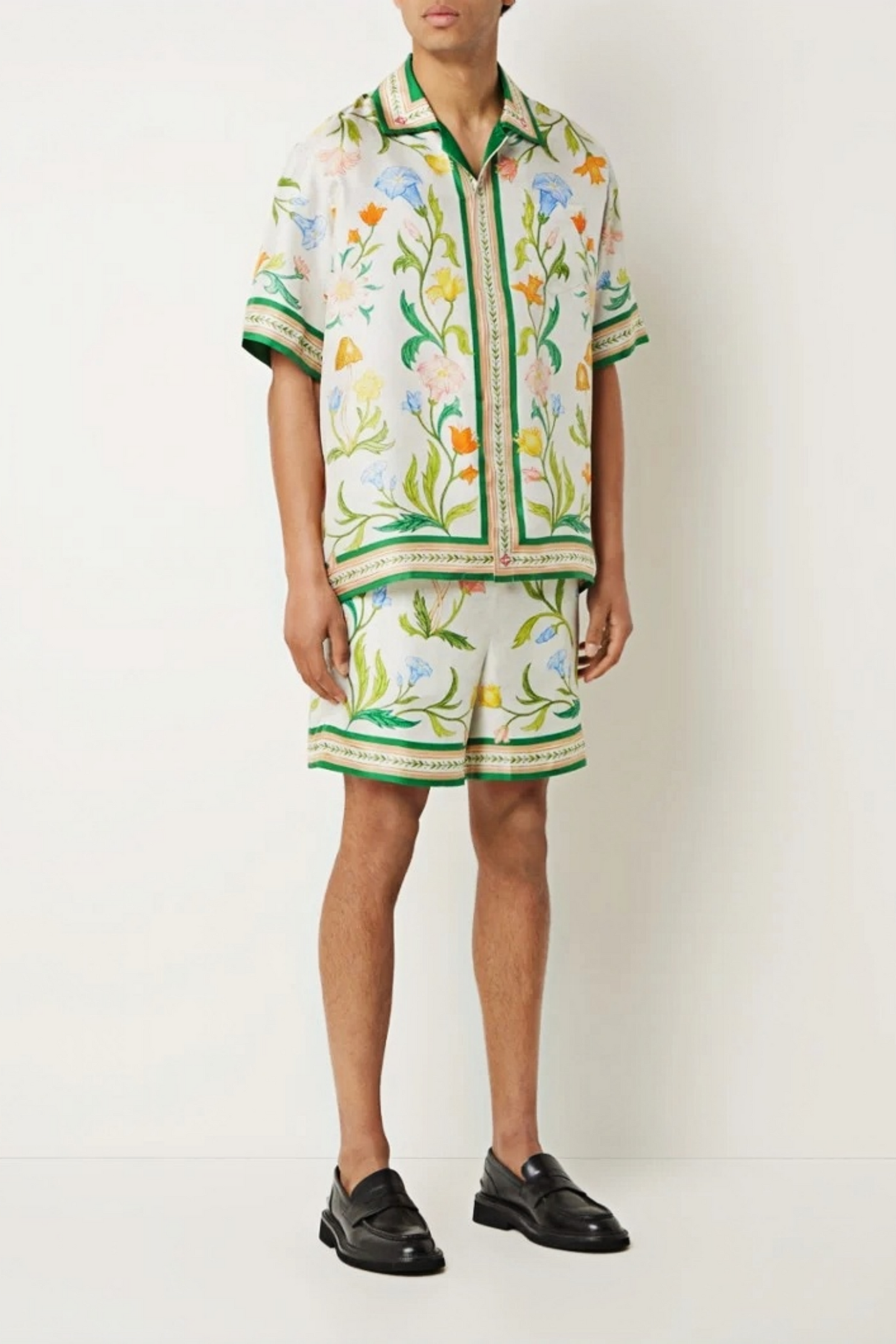 Xavier green floral short-sleeve shirt