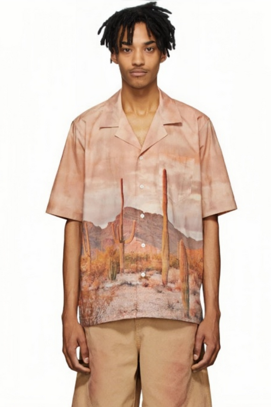 Yann brown desert cactus short-sleeve shirt