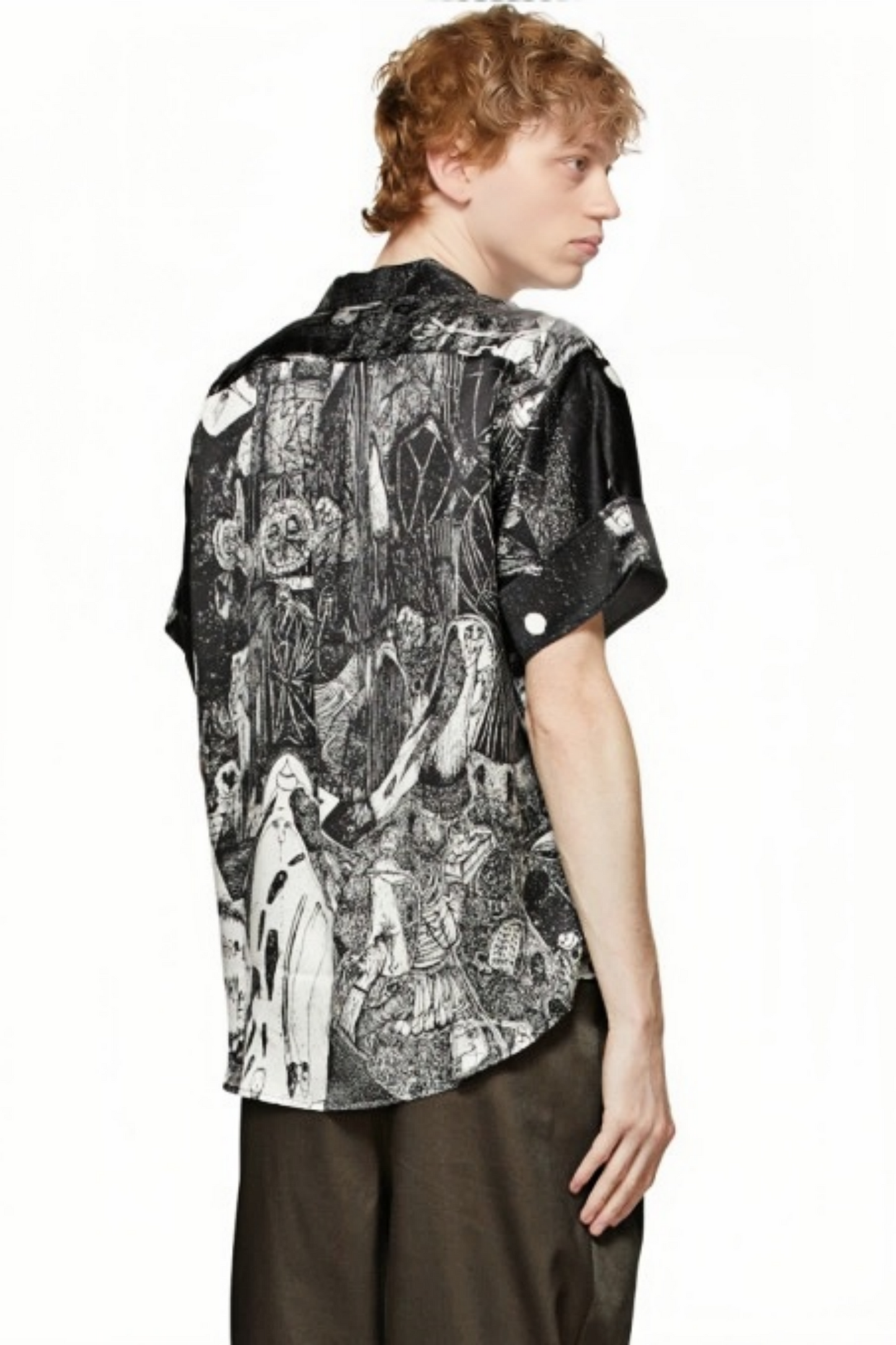 Arthur black panelled printed shirt