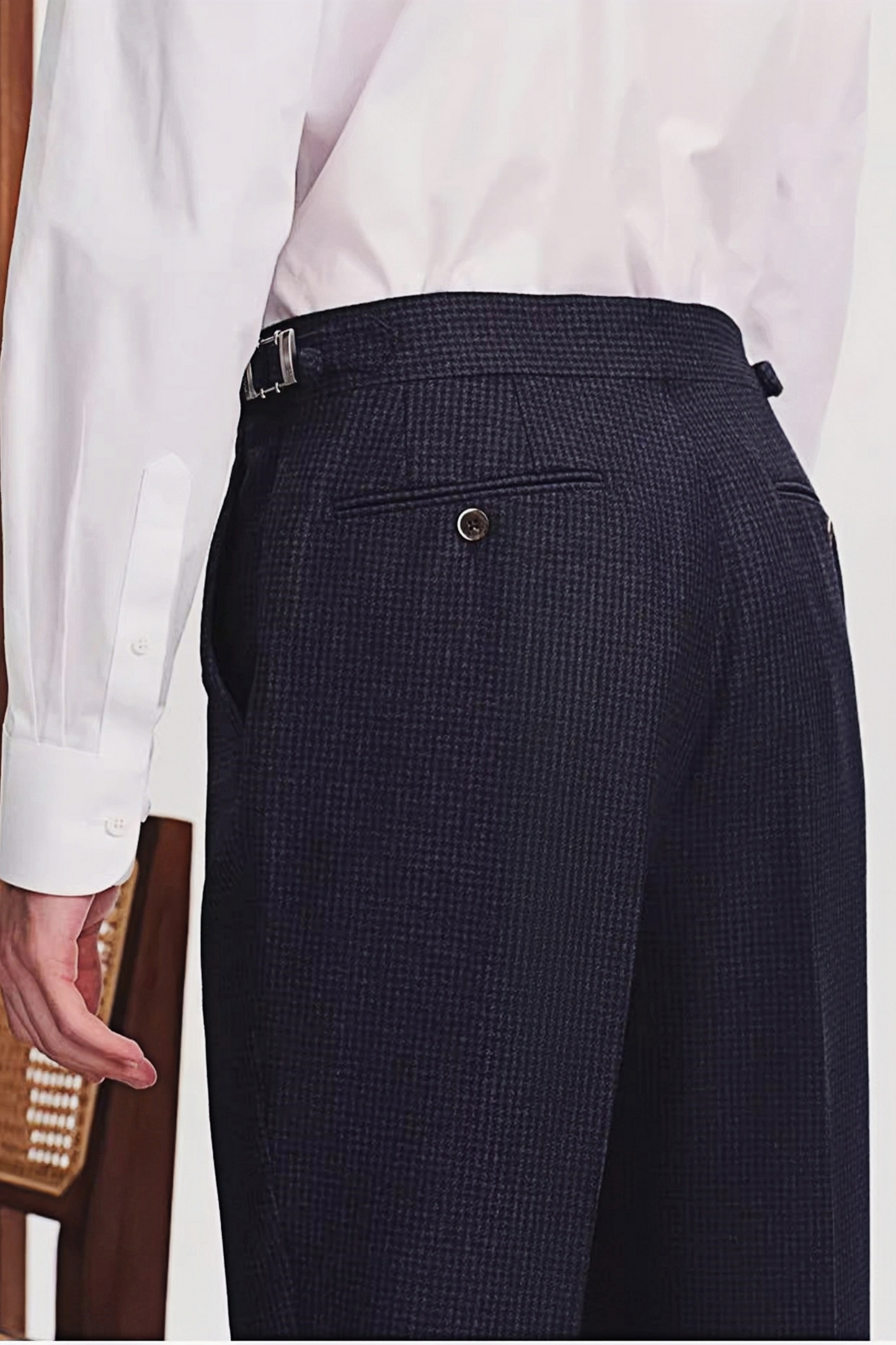 Arlo navy-blue houndstooth trousers