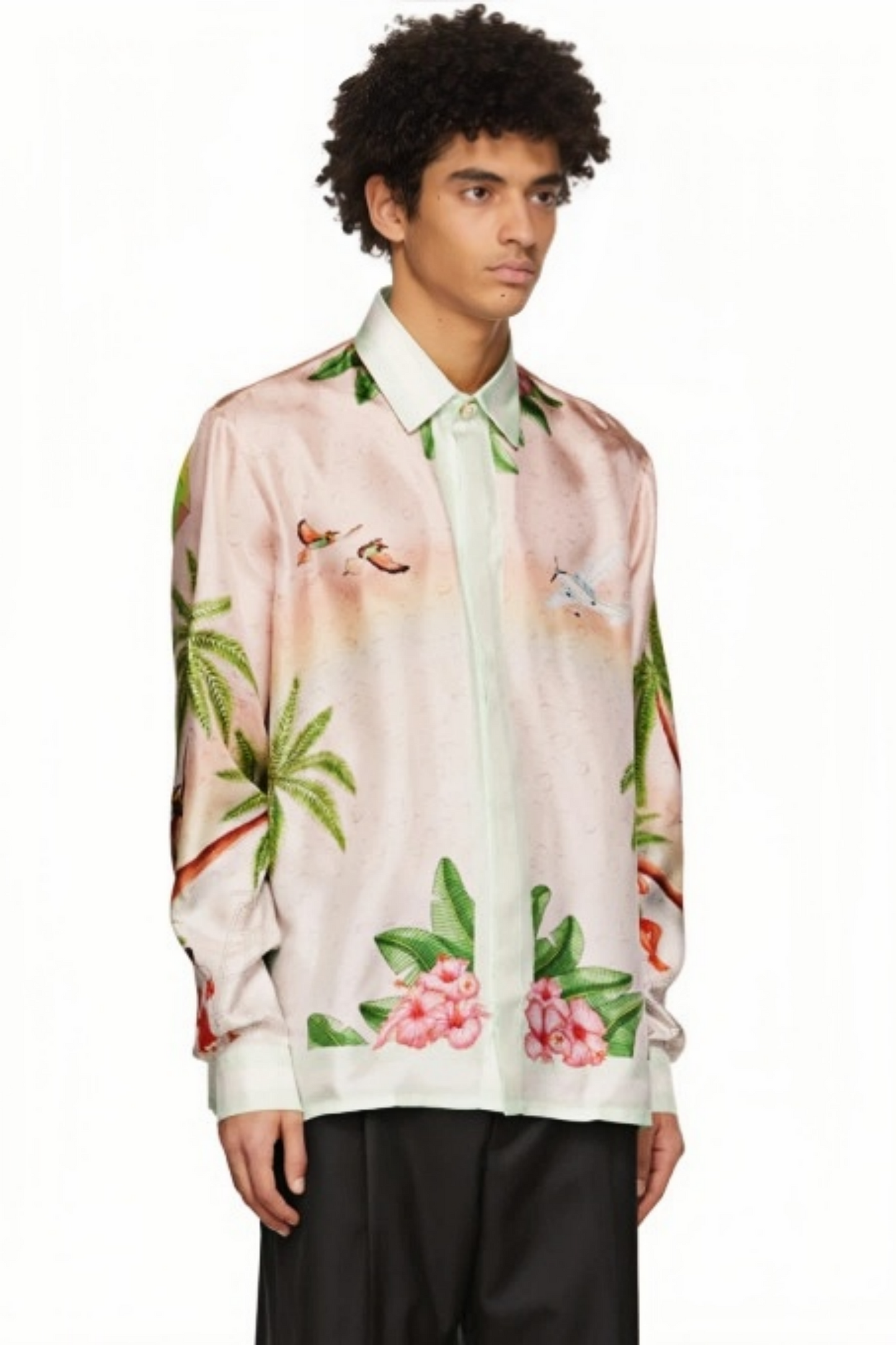 Fred pink floral print short-sleeve shirt