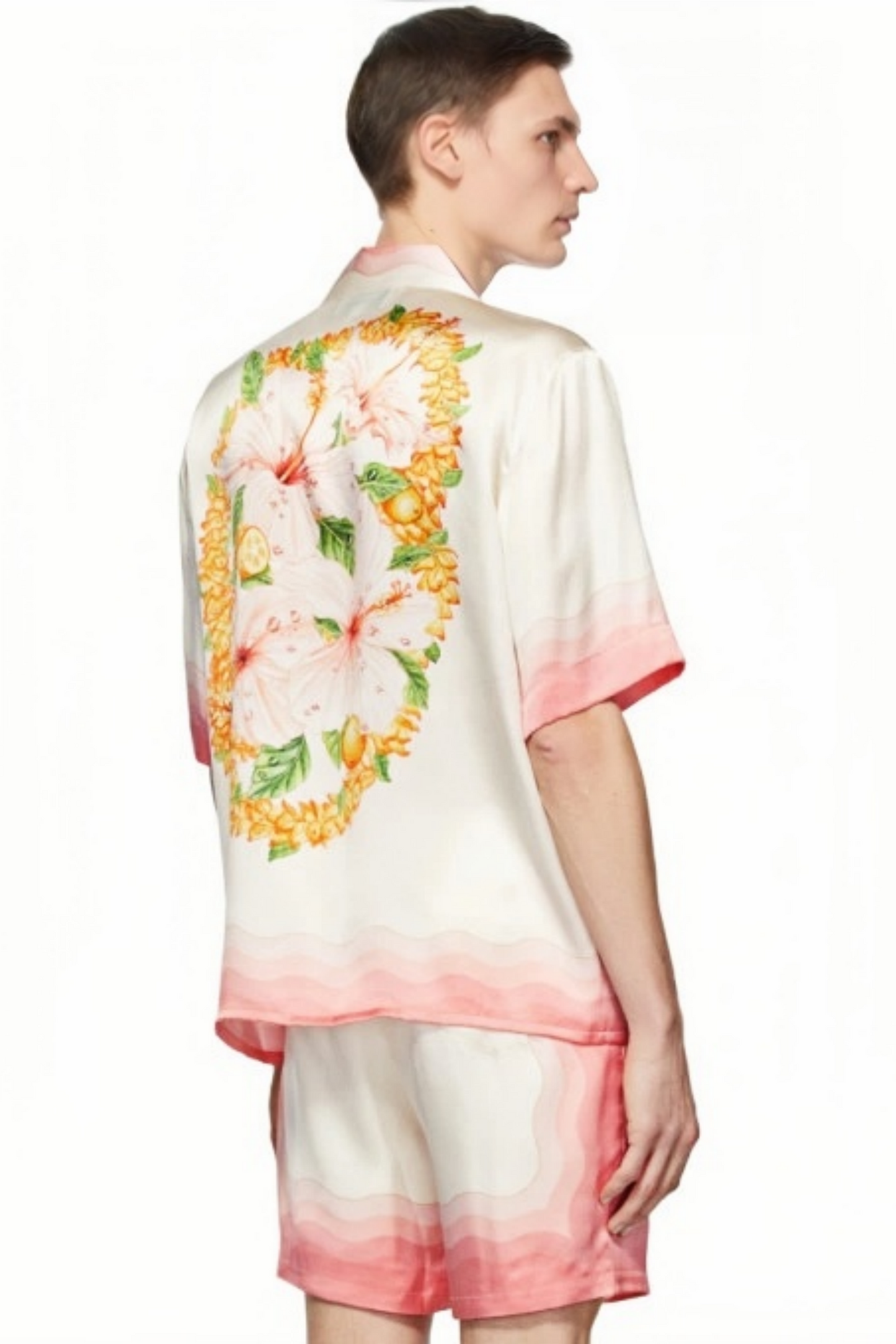 Oscar pink floral print short-sleeve shirt