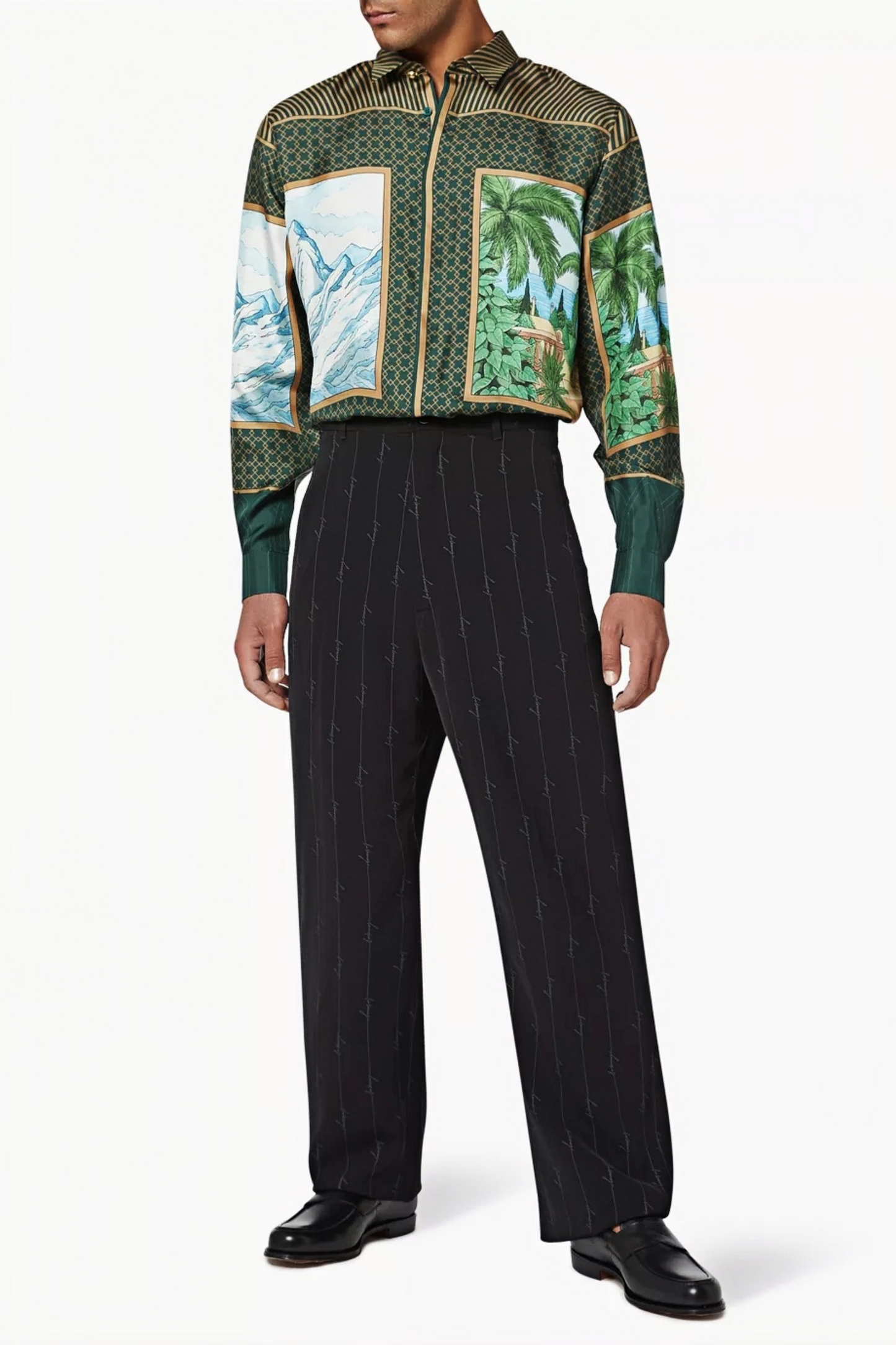 lucas green tropical print long-sleeve shirt