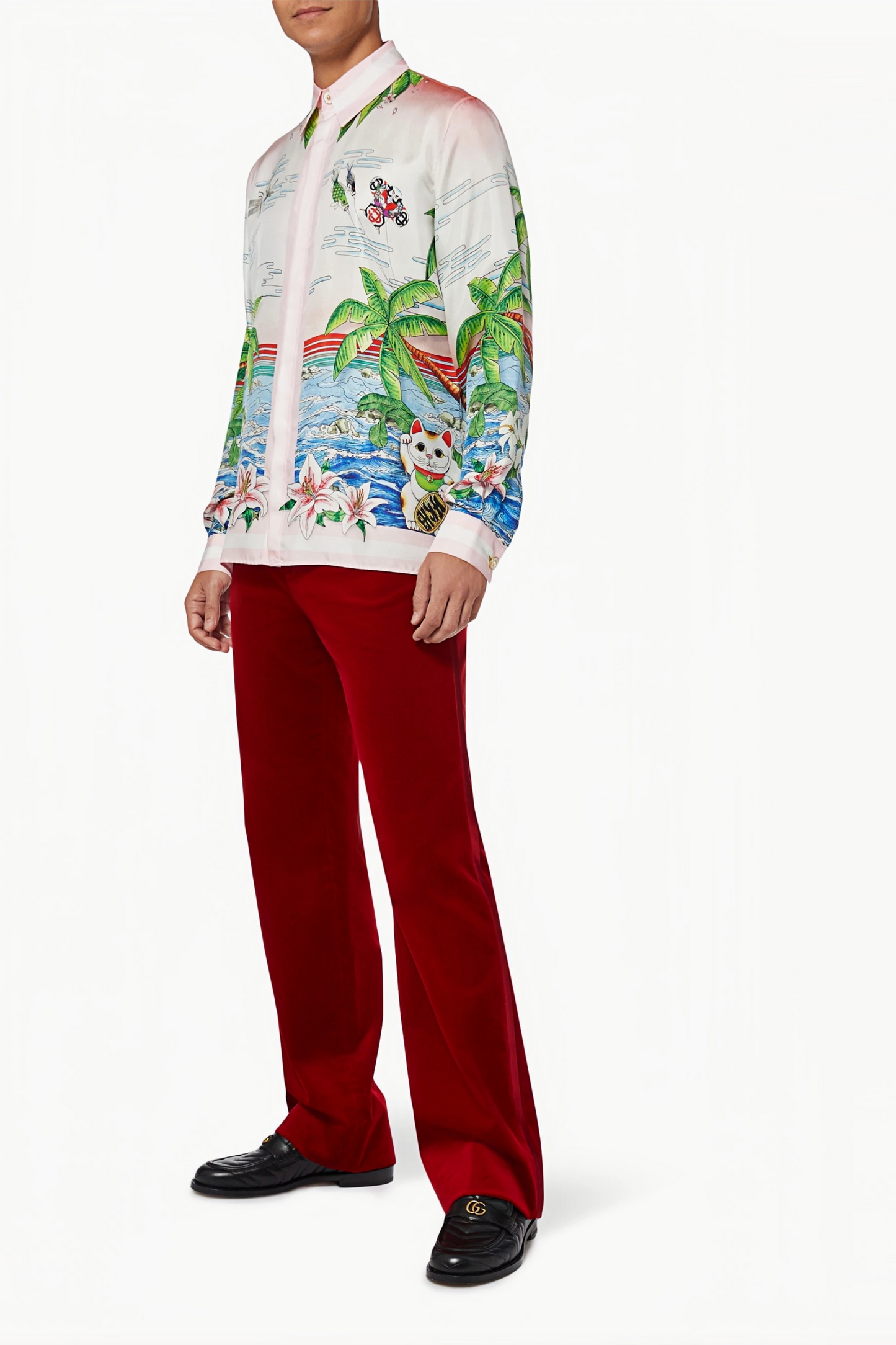 Mike white tropical print long-sleeve shirt