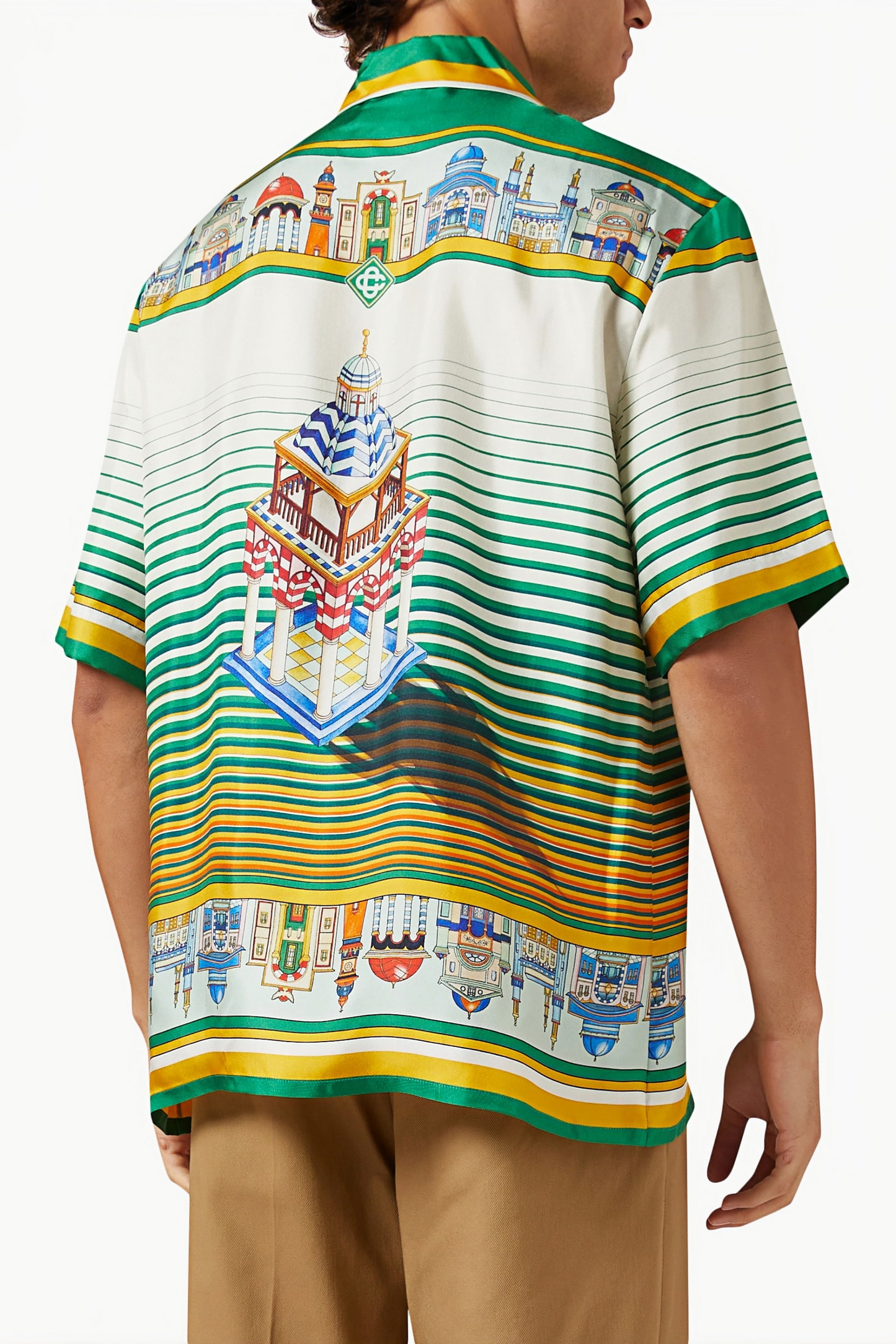 Mark green striped nautical short-sleeve shirt