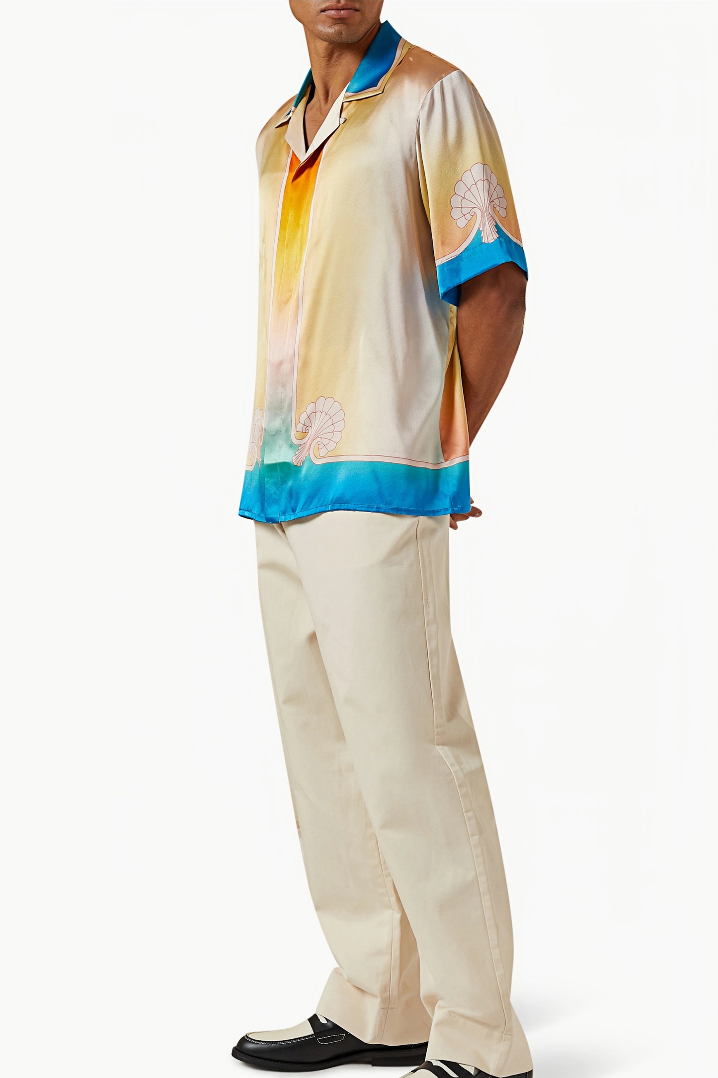 Tom yellow gradient print short-sleeve shirt