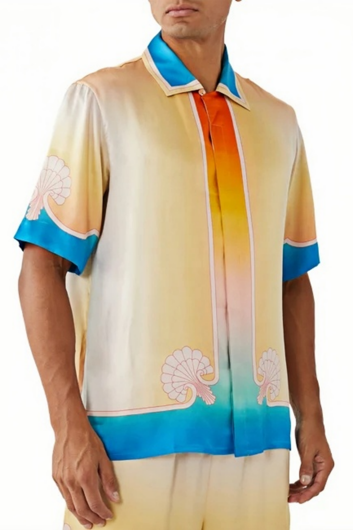 Tom yellow gradient print short-sleeve shirt