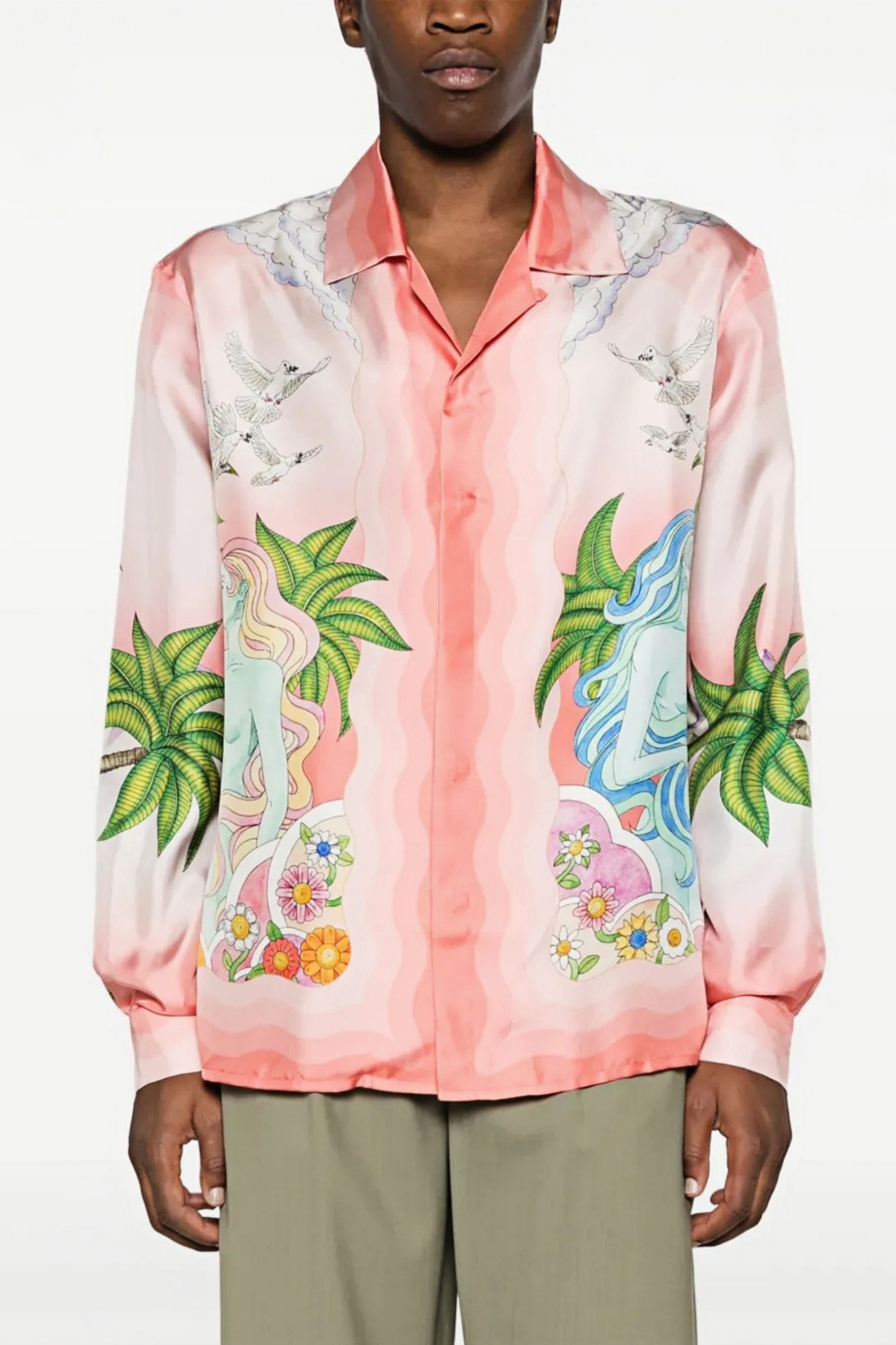 Xavier pink tropical dragon long-sleeve shirt