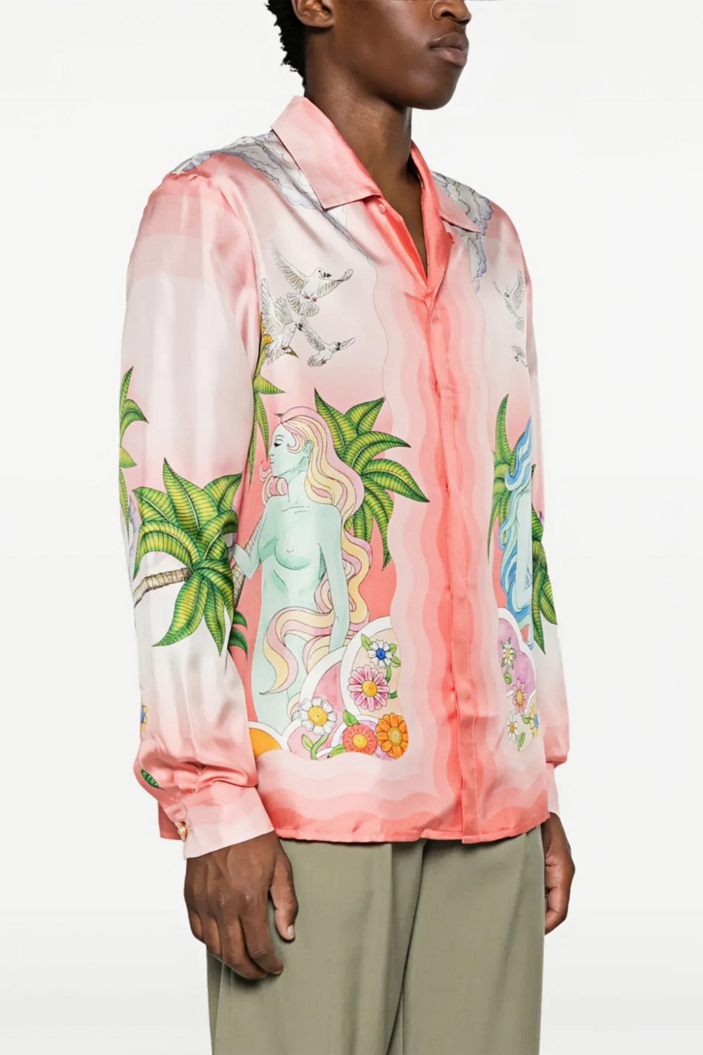 Xavier pink tropical dragon long-sleeve shirt