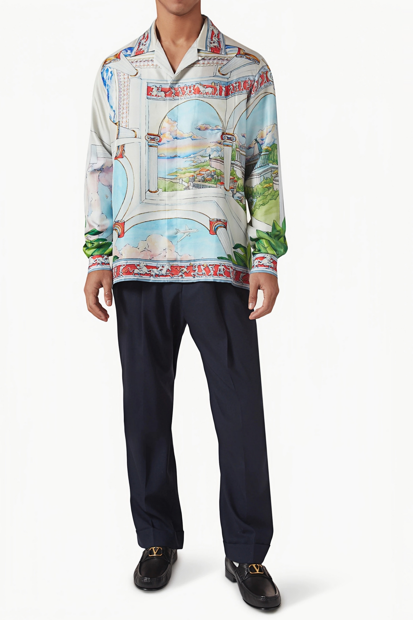 George white scenic print long-sleeve shirt
