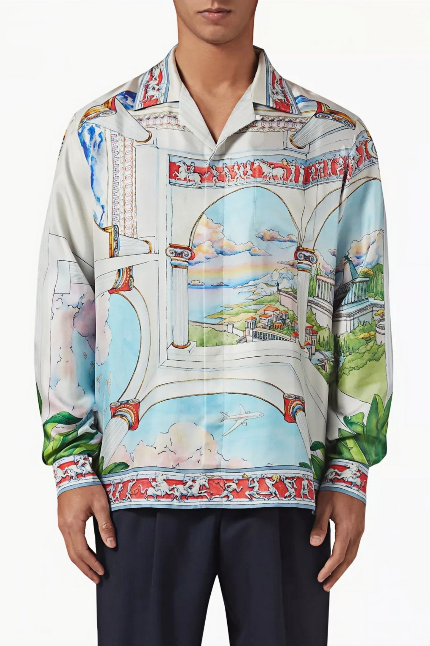 George white scenic print long-sleeve shirt
