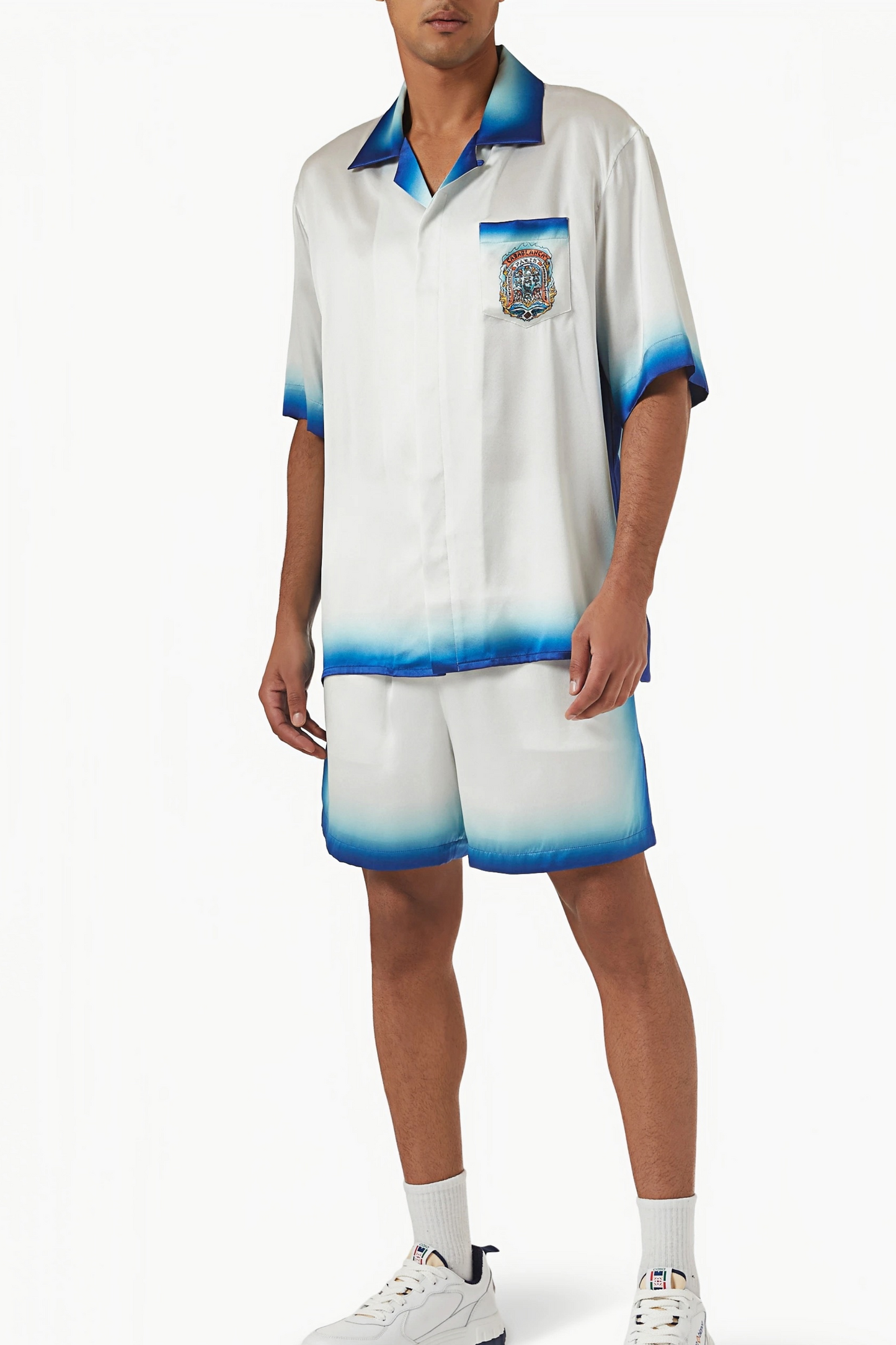 Zach white gradient polo short-sleeve shirt