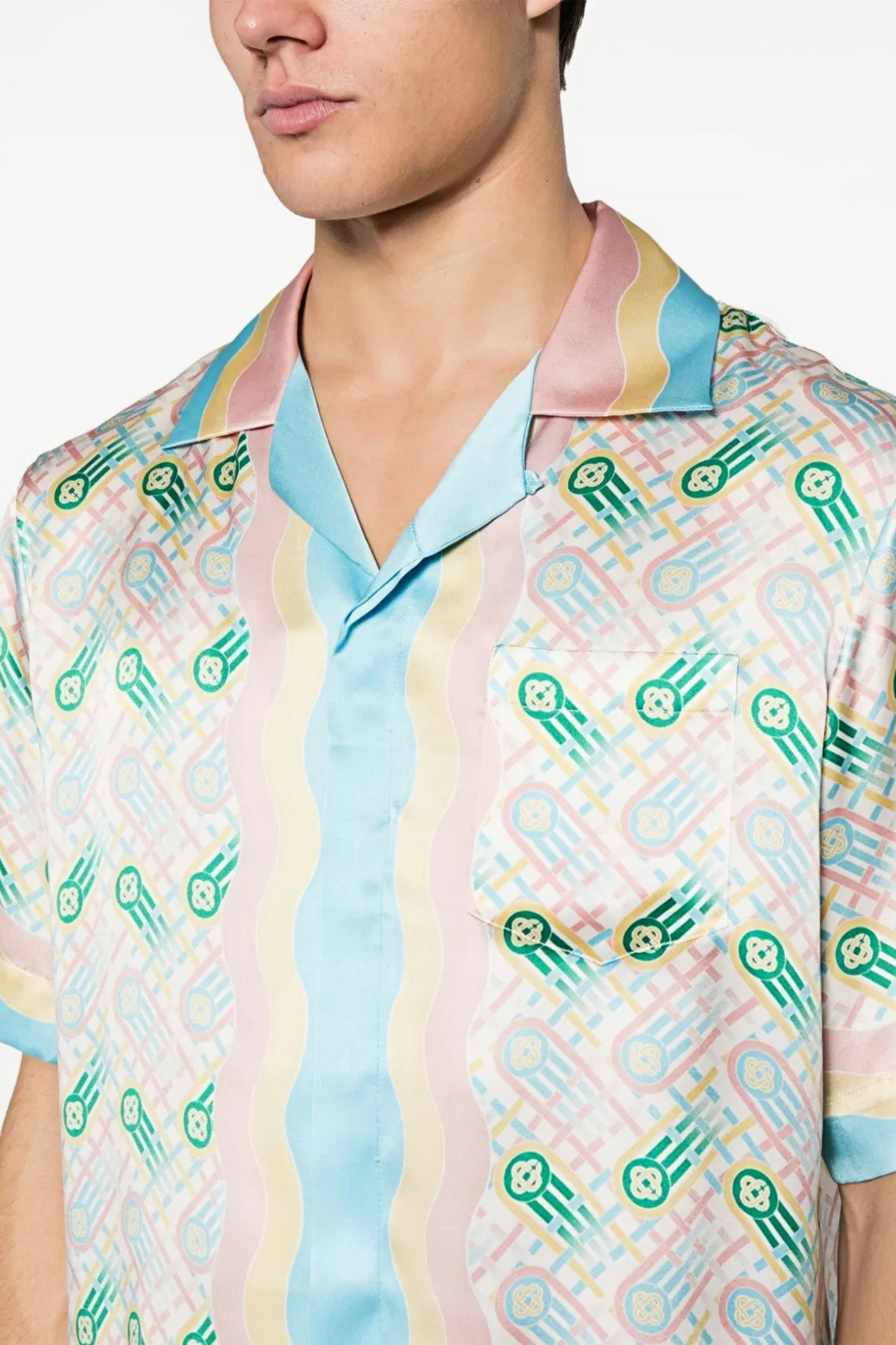 Cameron light-blue abstract print short-sleeve shirt