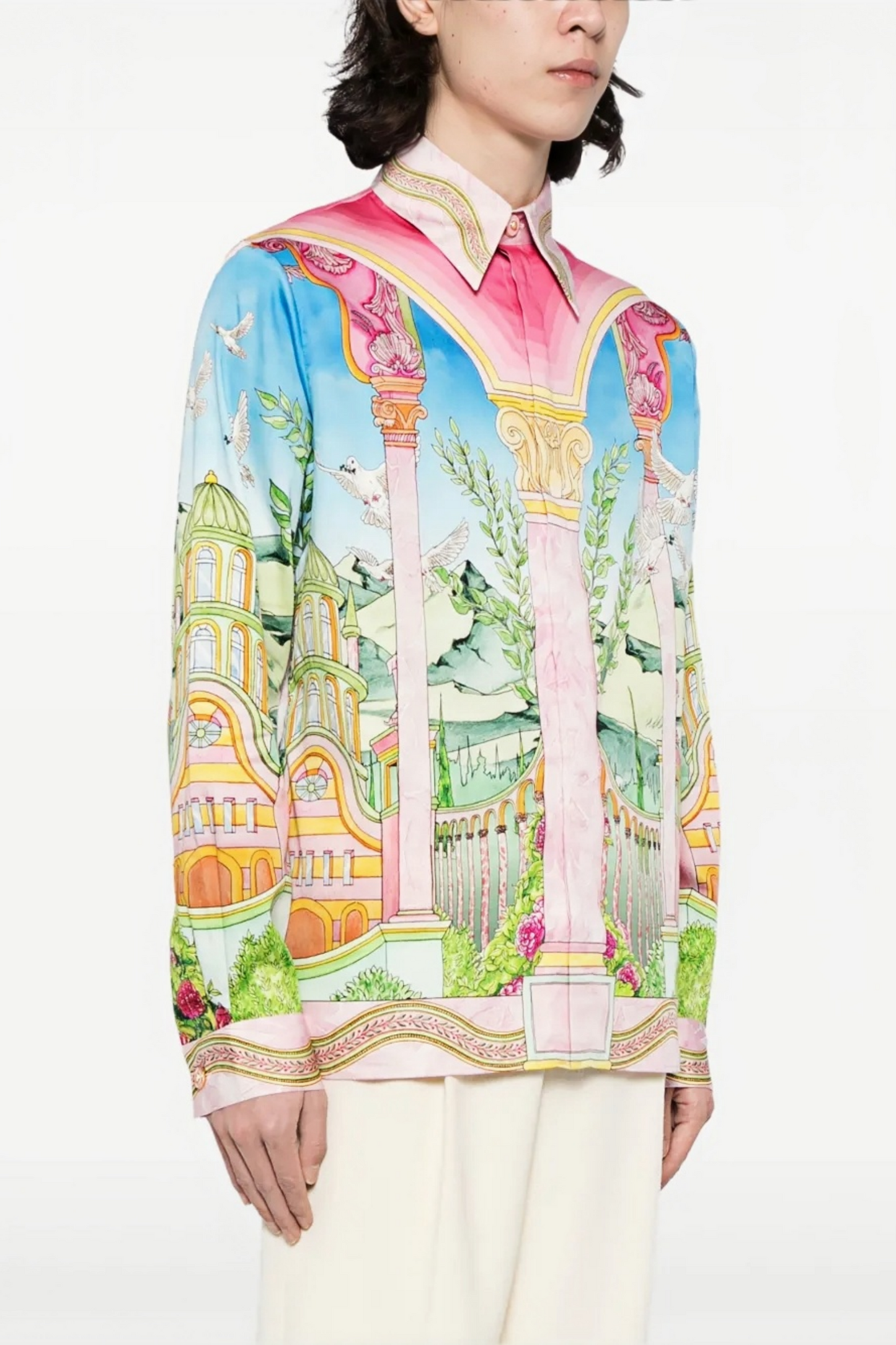 William pink palace-print long-sleeve shirt