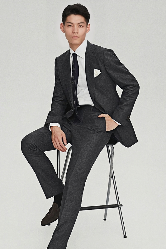 Godric navy-blue flannel suit